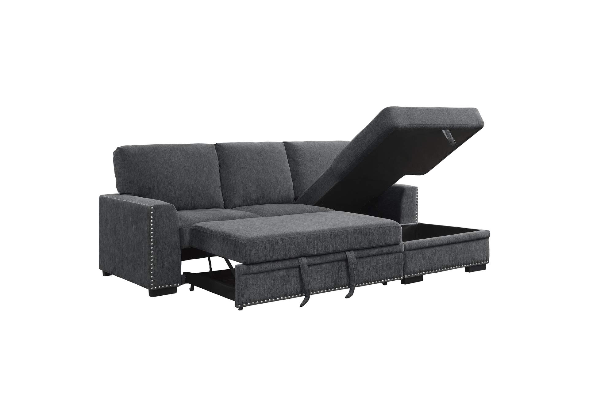 Morelia 2-Piece Sectional with Pull-out Bed and Right Chaise with Hidden Storage image 7