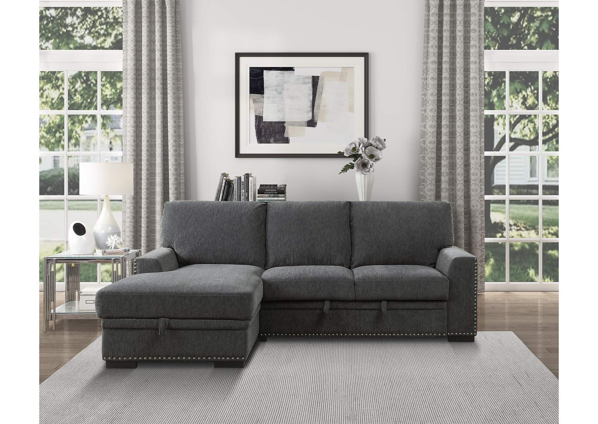 Morelia 2-Piece Sectional with Pull-out Bed and Left Chaise with Hidden Storage image 8