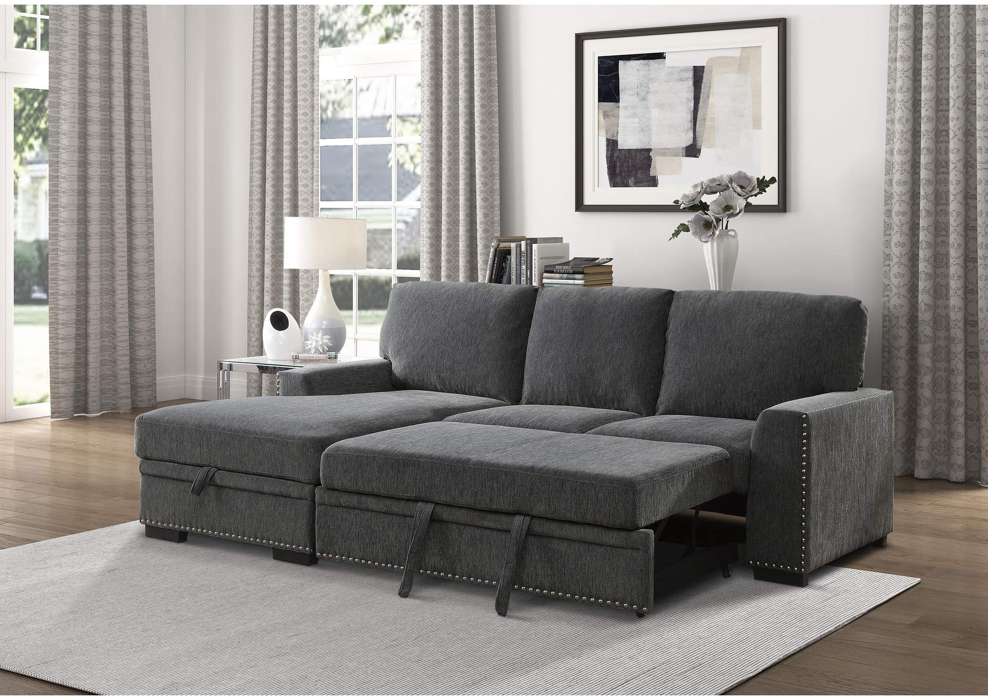 Morelia 2-Piece Sectional with Pull-out Bed and Left Chaise with Hidden Storage image 9