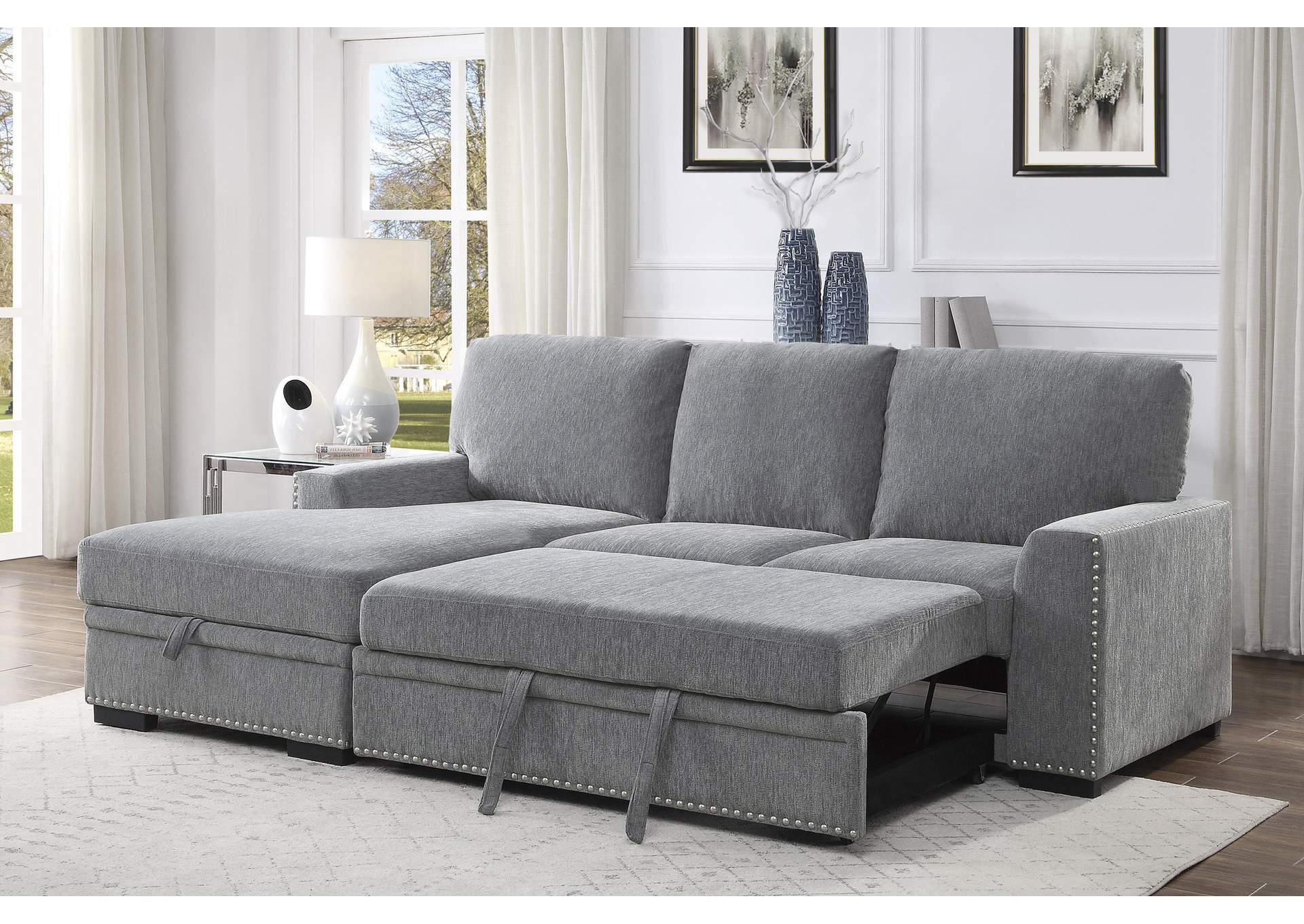 Morelia 2-Piece Sectional with Pull-out Bed and Left Chaise with Hidden Storage image 11
