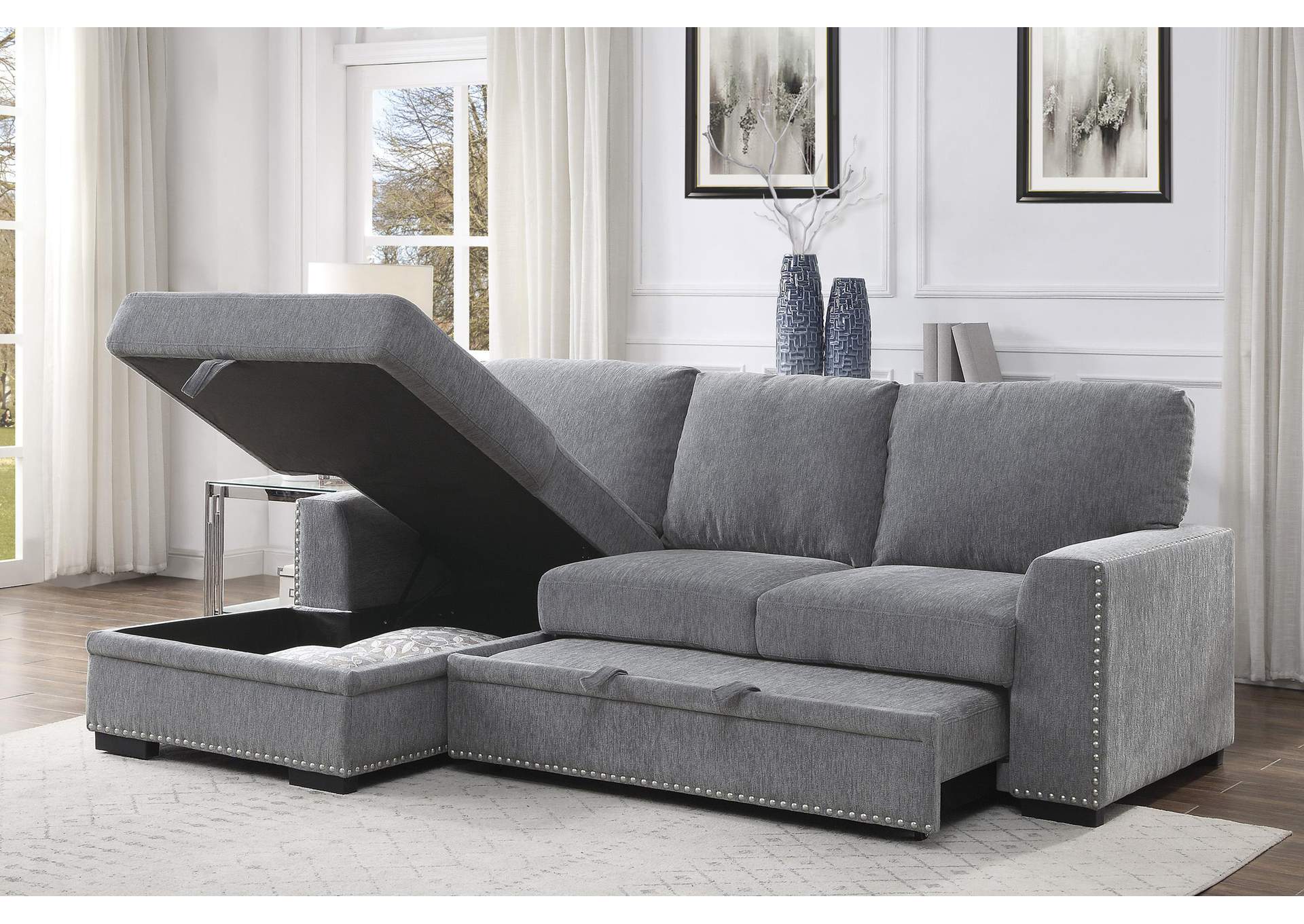 Morelia 2-Piece Sectional with Pull-out Bed and Left Chaise with Hidden Storage image 12