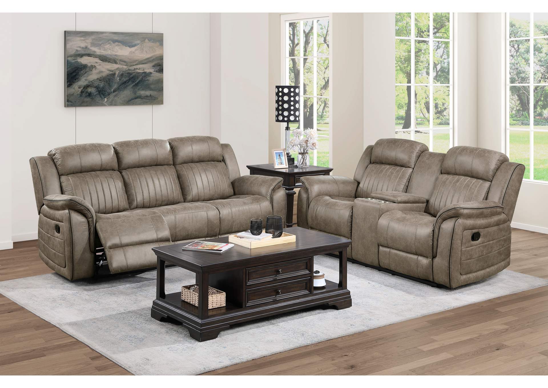 Centeroak Double Reclining Love Seat with Center Console