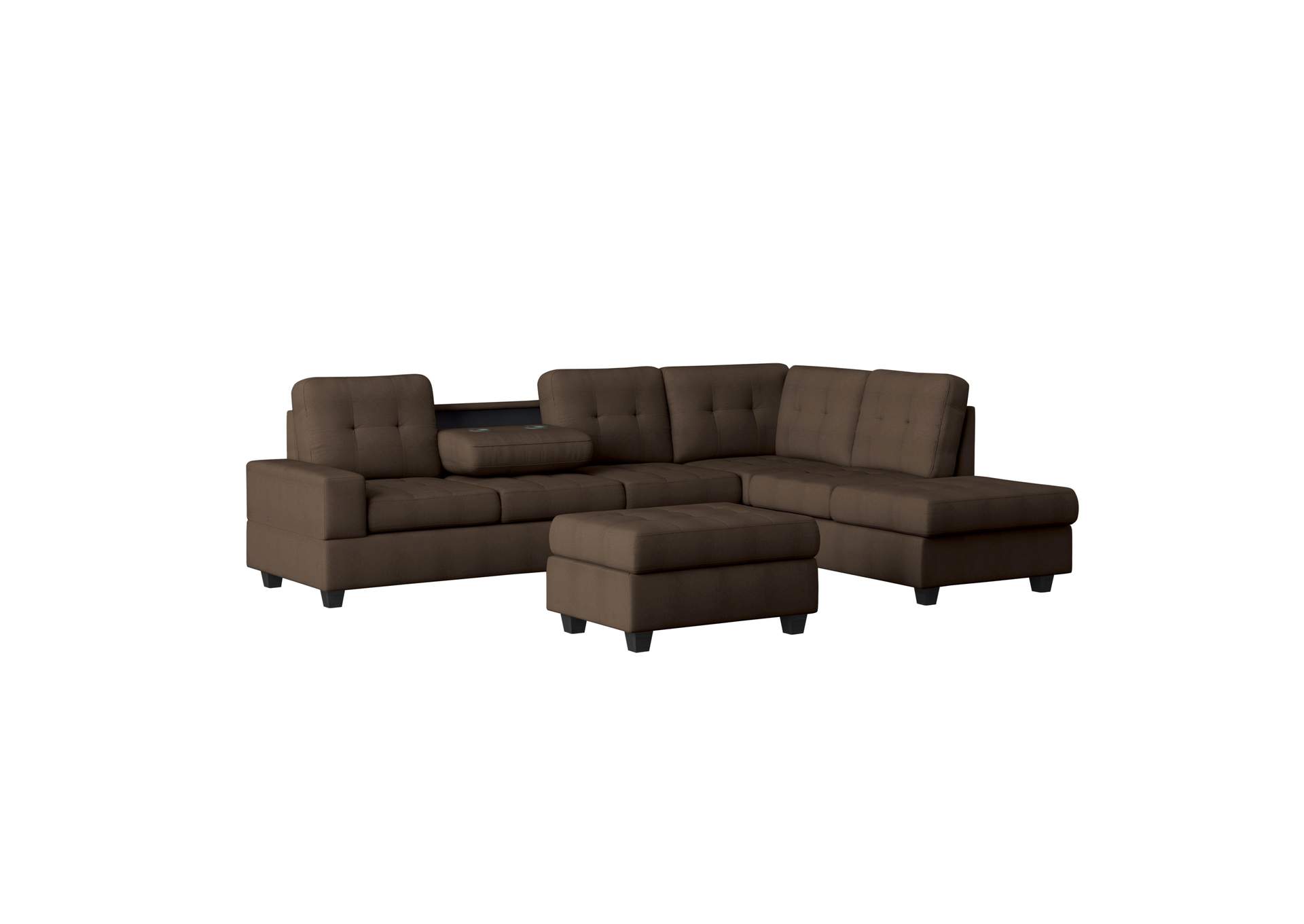 Maston 3-Piece Reversible Sectional with Drop-Down Cup Holders and Storage Ottoman image 1
