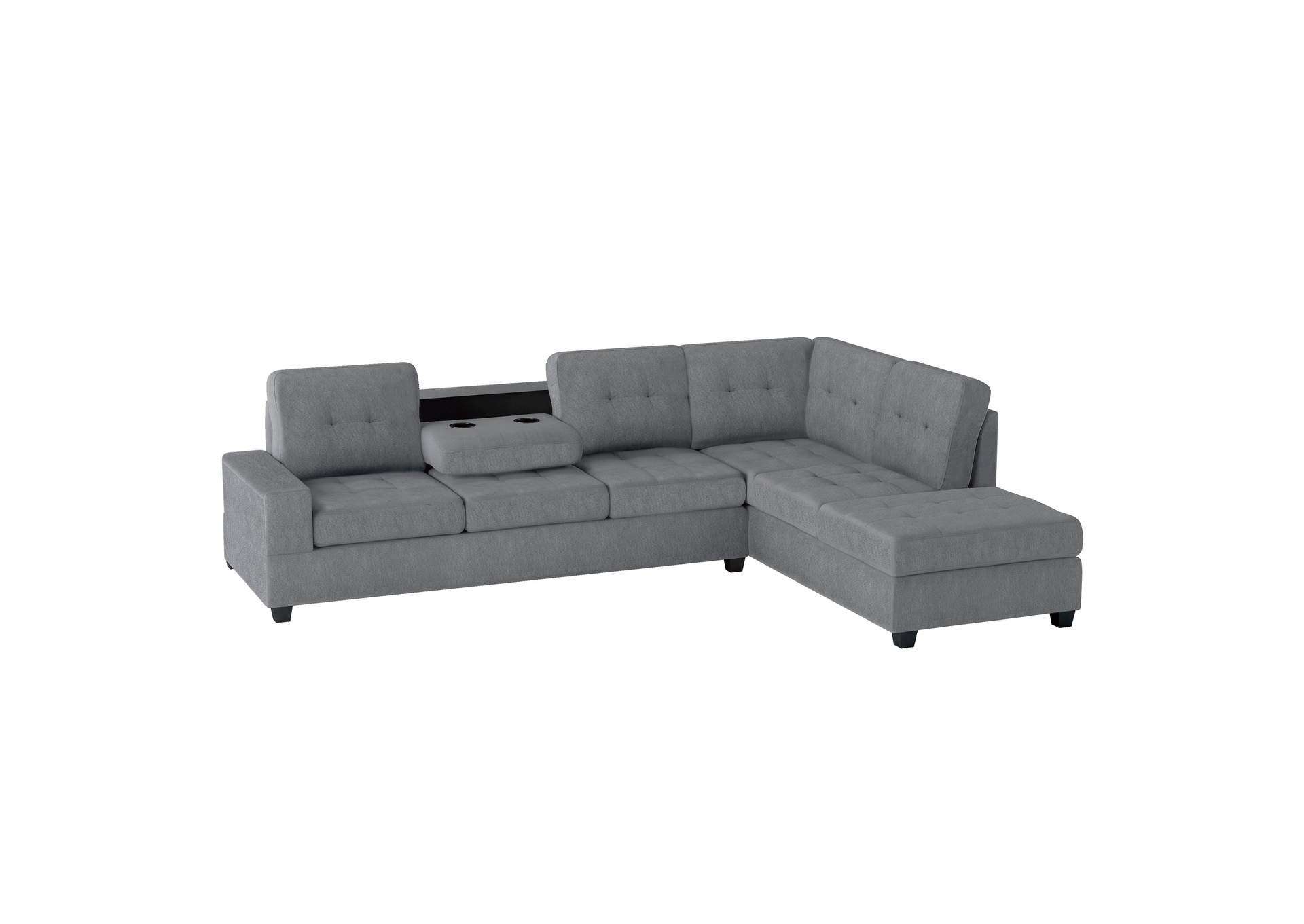 Maston 3-Piece Reversible Sectional with Drop-Down Cup Holders and Storage Ottoman image 8