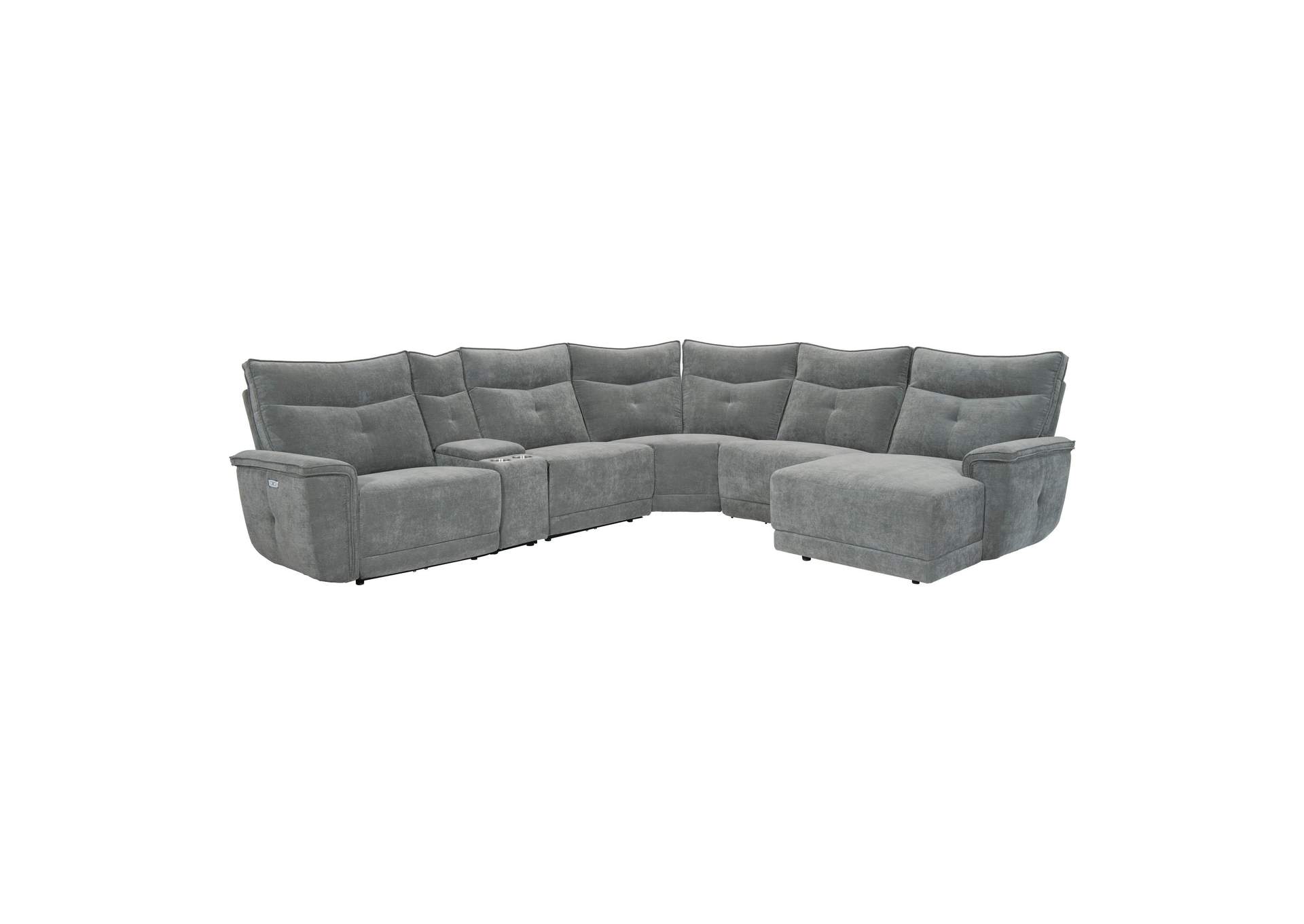 Tesoro 6-Piece Modular Power Reclining Sectional with Power Headrests, Right Chaise and USB Ports image 1