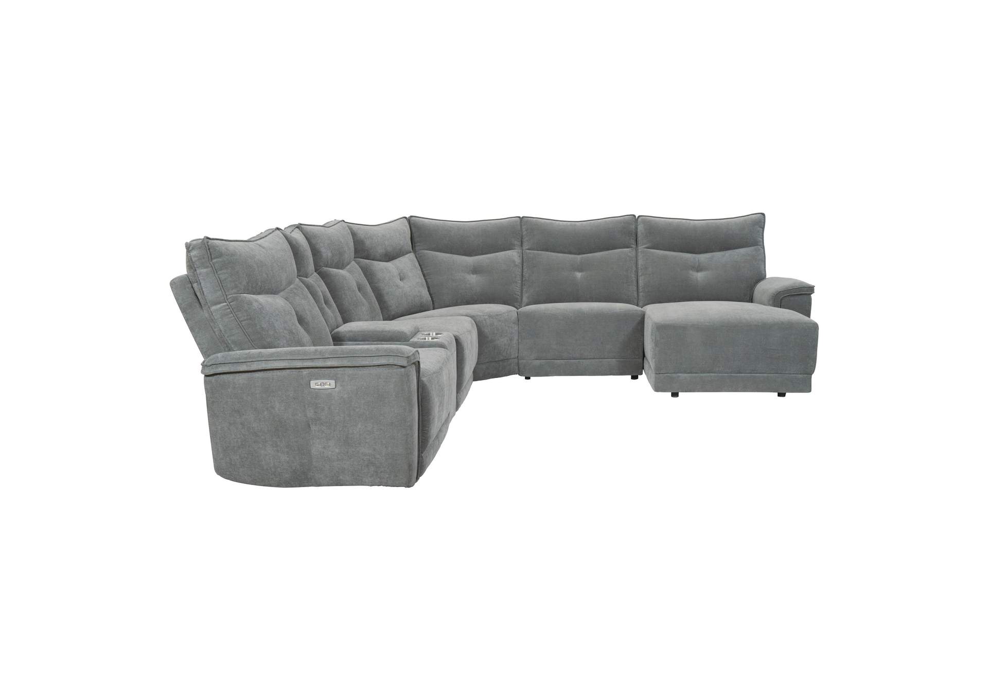 Tesoro 6-Piece Modular Power Reclining Sectional with Power Headrests, Right Chaise and USB Ports image 9