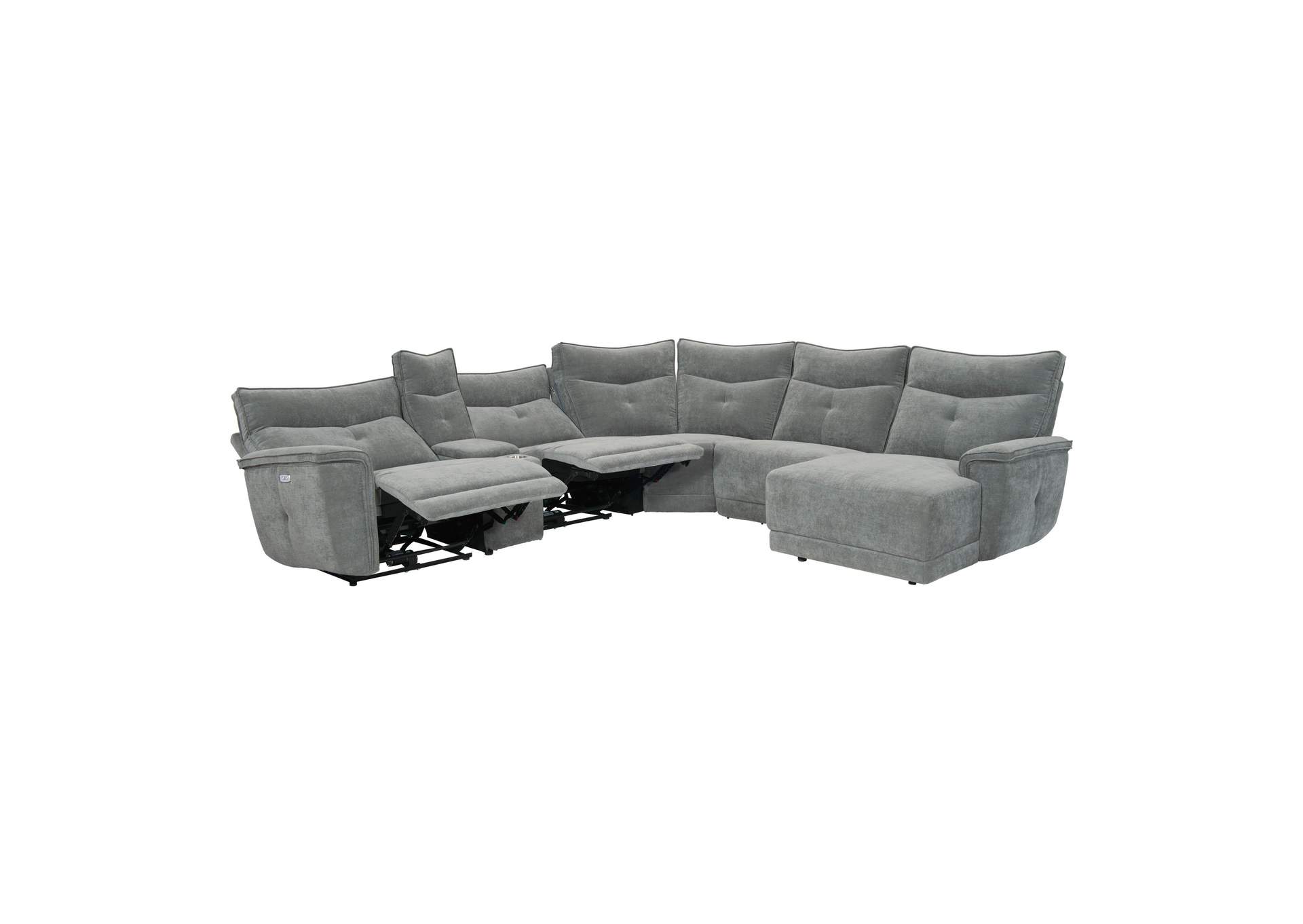 Tesoro 6-Piece Modular Power Reclining Sectional with Power Headrests, Right Chaise and USB Ports image 8