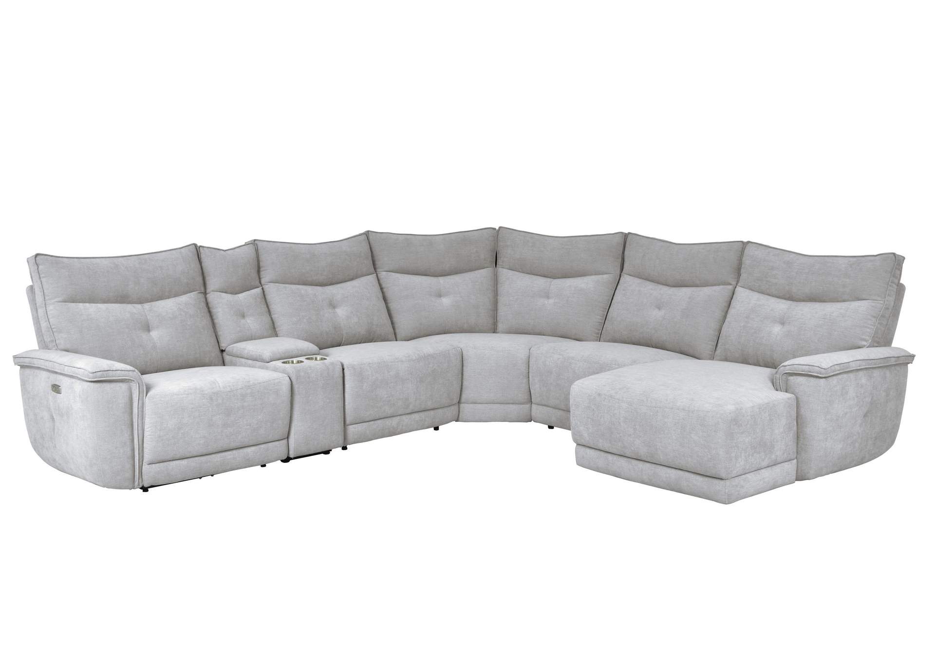 Tesoro 6-Piece Modular Power Reclining Sectional with Power Headrests, Right Chaise and USB Port image 1
