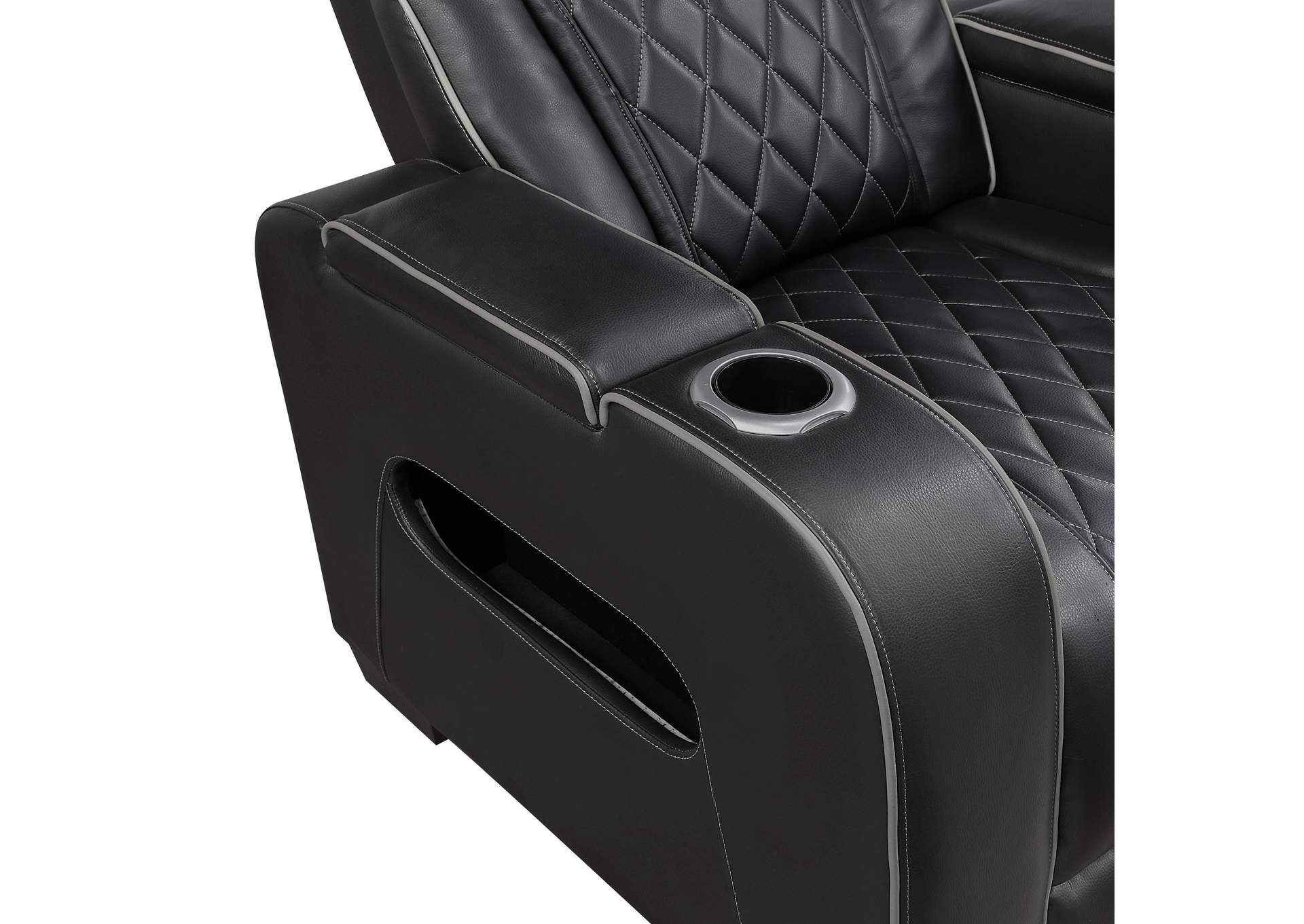 Fairway Power Double Reclining Love Seat with Center Console, Power Headrests, Storage Arms(Top and Side), Cup holders, Charging Ports and LED lighting image 18