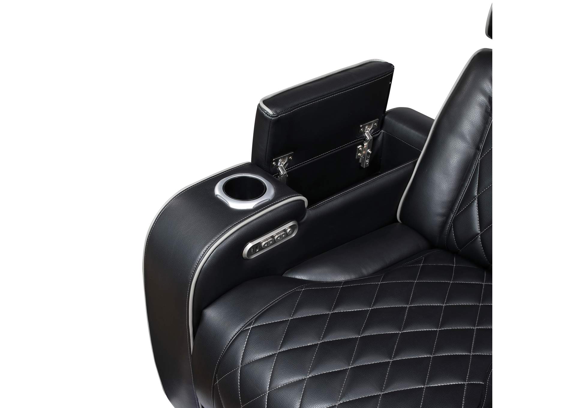 Power Double Reclining Love Seat with Center Console, Power Headrests, Storage Arms(Top and Side), Cup holders, Charging Ports and LED lighting image 4