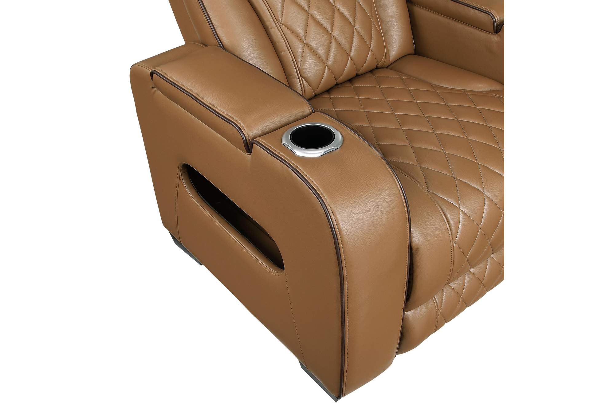 Fairway Power Double Reclining Love Seat with Center Console, Power Headrests, Storage Arms(Top and Side), Cup holders, Charging Ports and LED lighting image 20