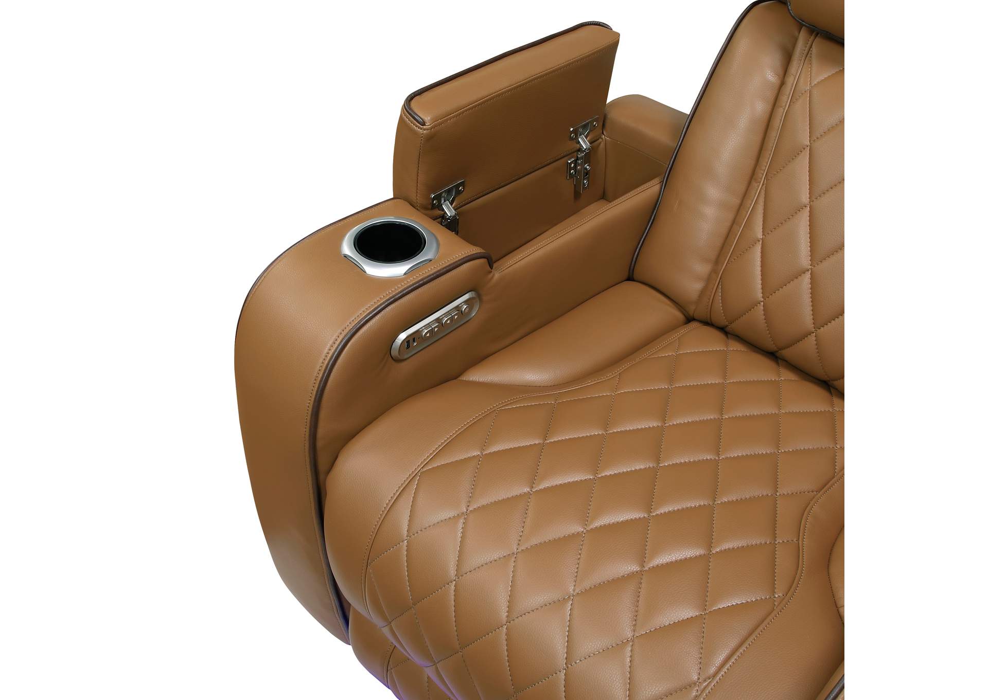 Power Double Reclining Love Seat with Center Console, Power Headrests, Storage Arms(Top and Side), Cup holders, Charging Ports and LED lighting image 4