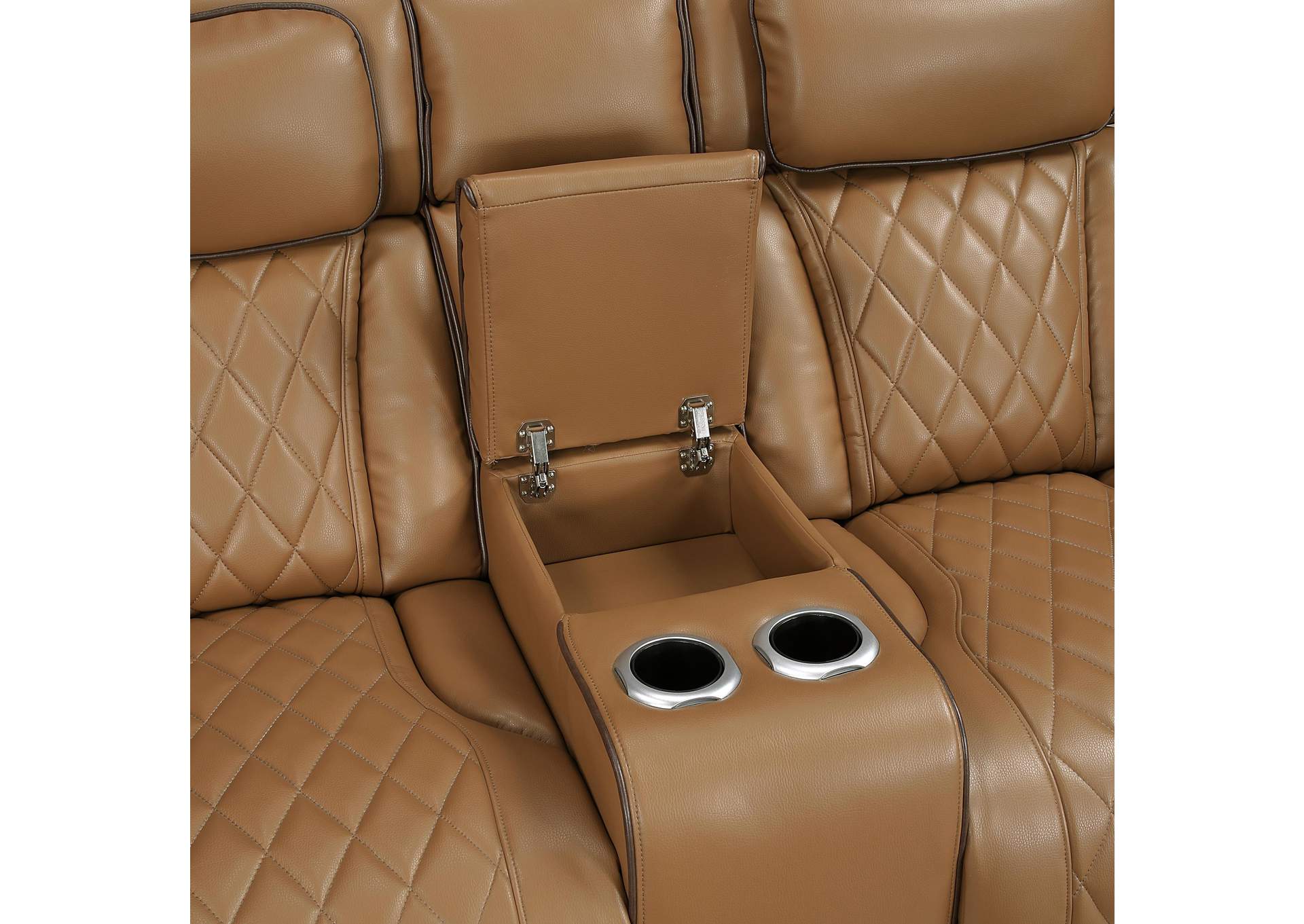 Fairway Power Double Reclining Love Seat with Center Console, Power Headrests, Storage Arms(Top and Side), Cup holders, Charging Ports and LED lighting image 21