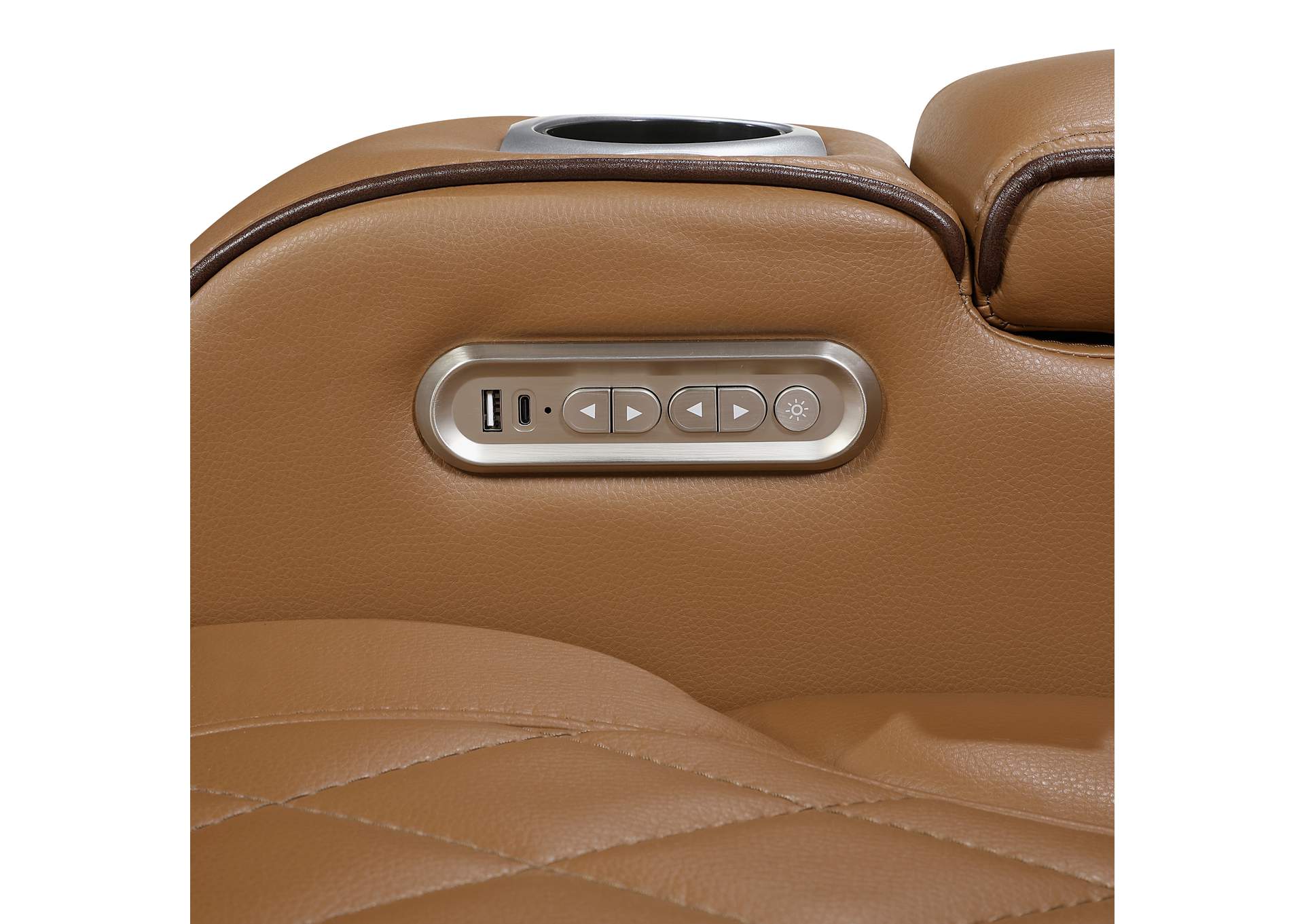 Power Double Reclining Love Seat with Center Console, Power Headrests, Storage Arms(Top and Side), Cup holders, Charging Ports and LED lighting image 1