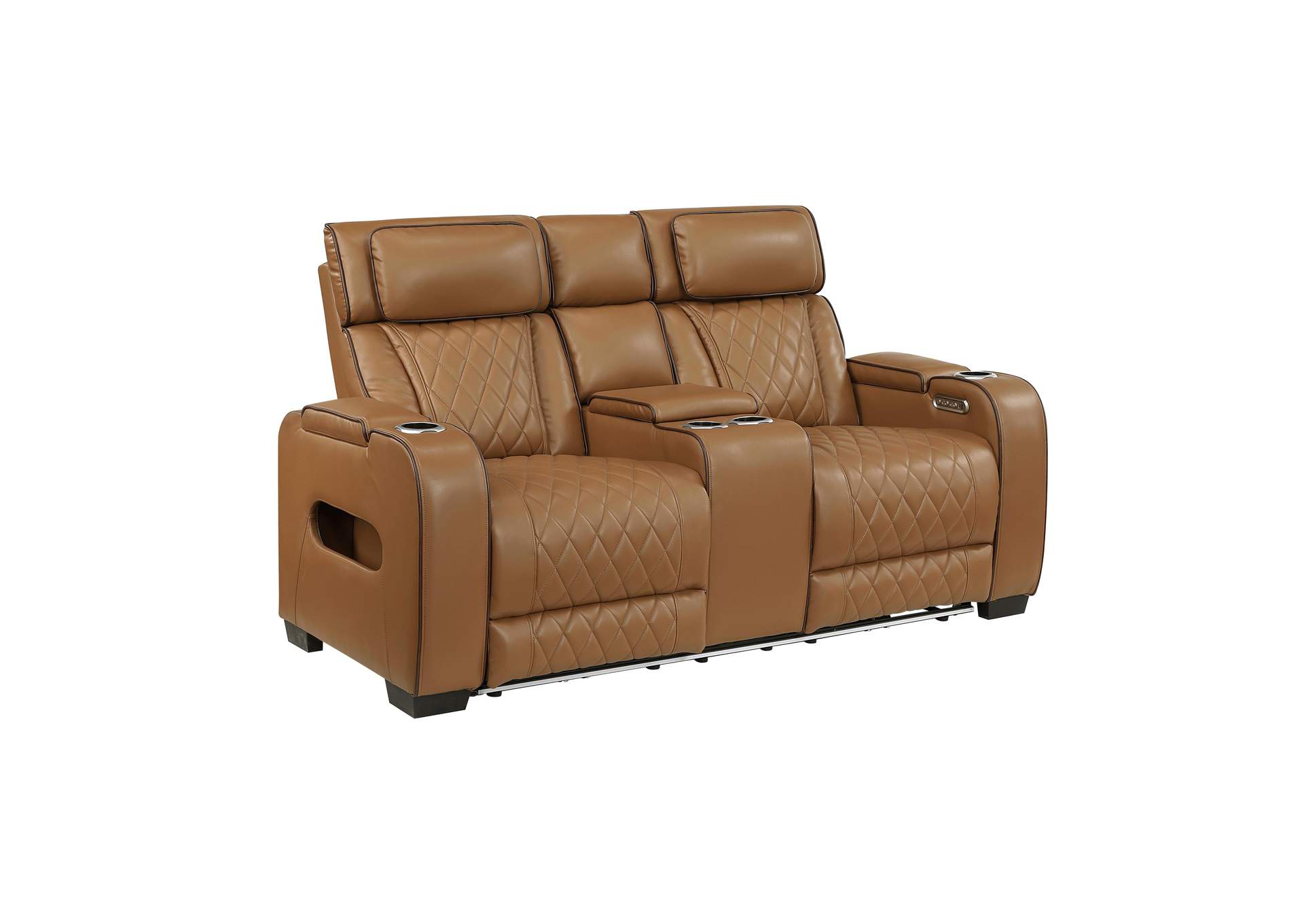 Fairway Power Double Reclining Love Seat with Center Console, Power Headrests, Storage Arms(Top and Side), Cup holders, Charging Ports and LED lighting image 16