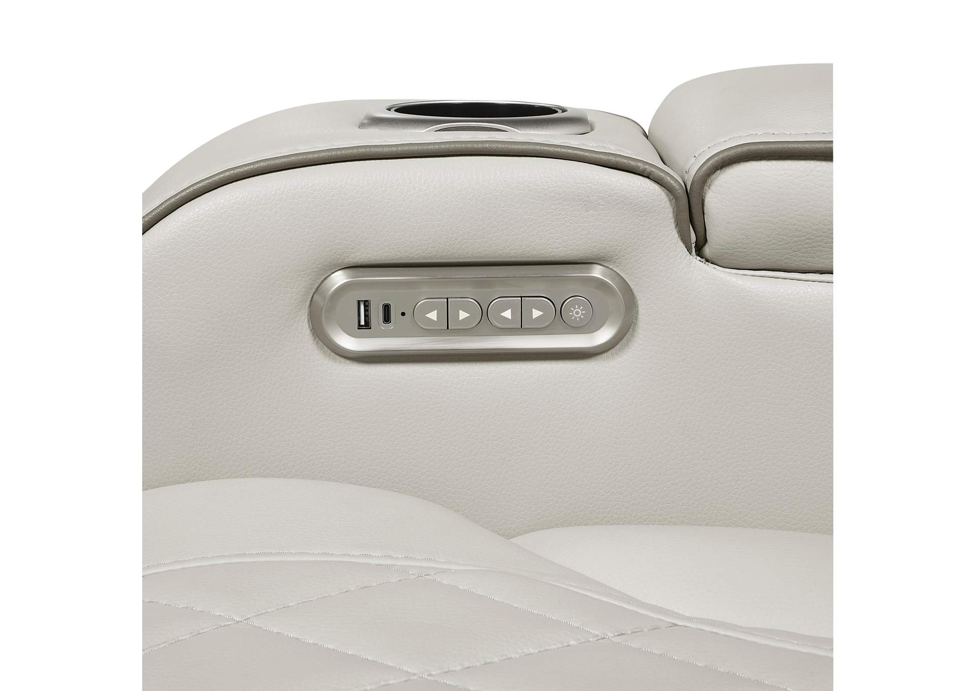 Fairway Power Double Reclining Love Seat with Center Console, Power Headrests, Storage Arms(Top and Side), Cup holders, Charging Ports and LED lighting image 14