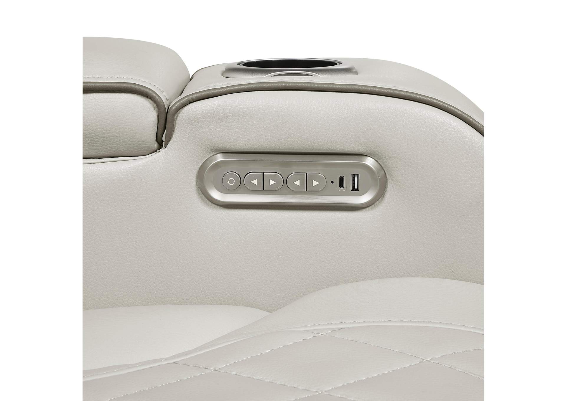 Fairway Power Double Reclining Love Seat with Center Console, Power Headrests, Storage Arms(Top and Side), Cup holders, Charging Ports and LED lighting image 13