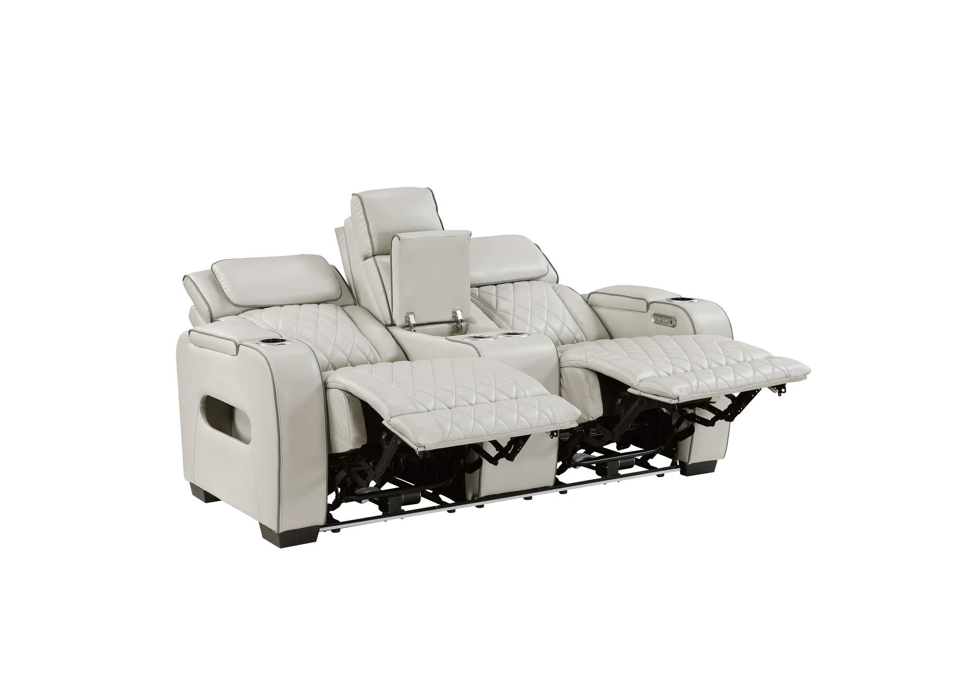Power Double Reclining Love Seat with Center Console, Power Headrests, Storage Arms(Top and Side), Cup holders, Charging Ports and LED lighting image 6