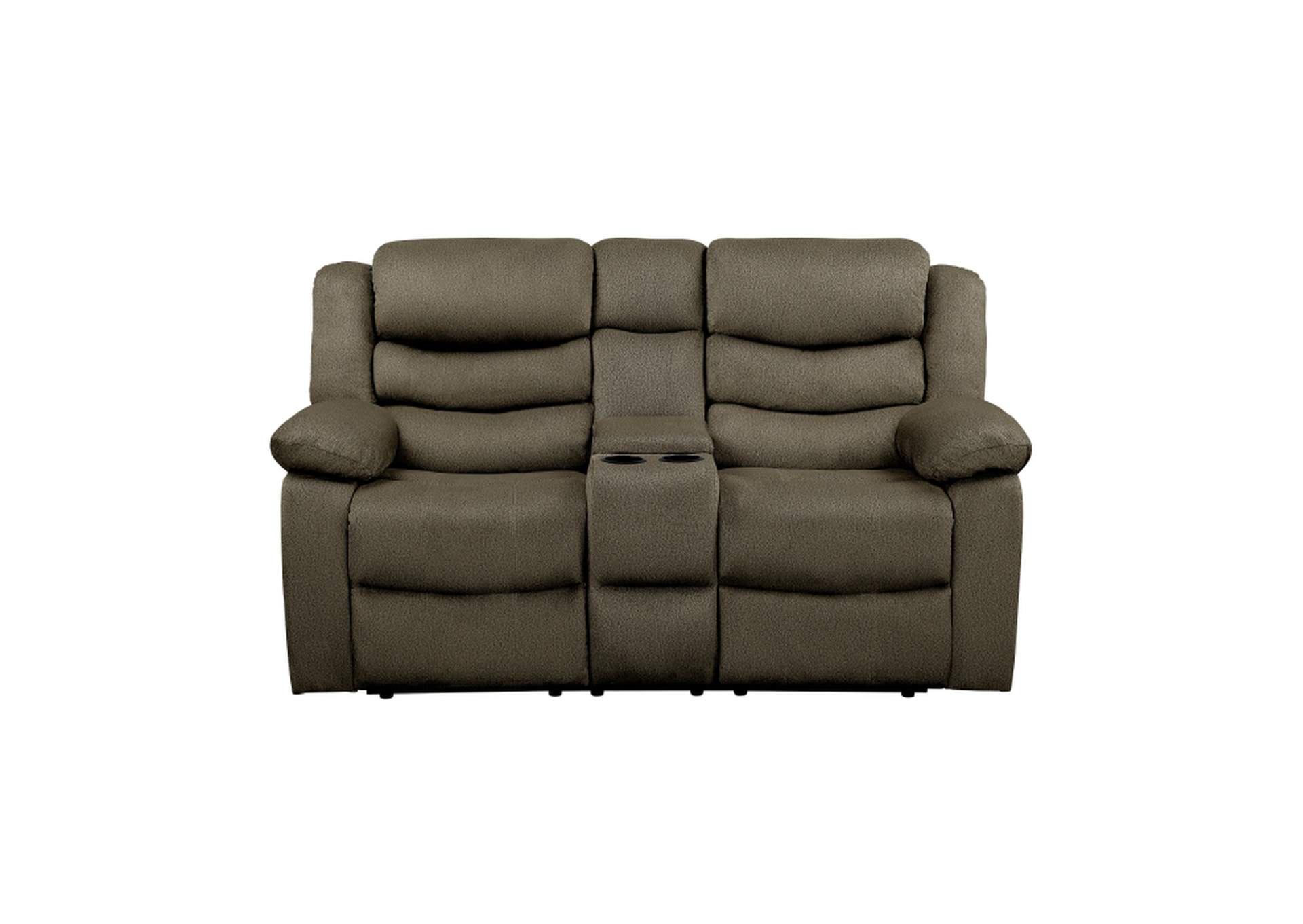 Discus Double Reclining Love Seat with Center Console image 1
