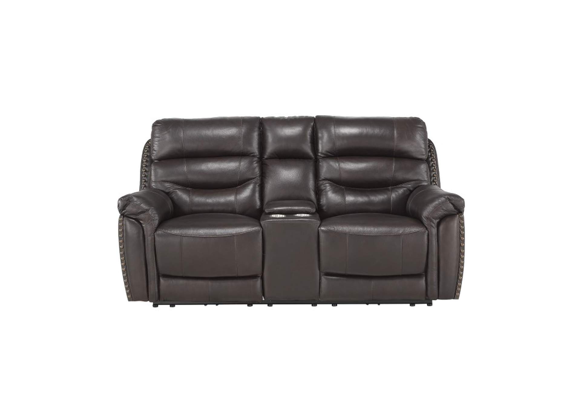 Lance Power Double Reclining Love Seat with Center Console, Power Headrests and USB Ports image 1