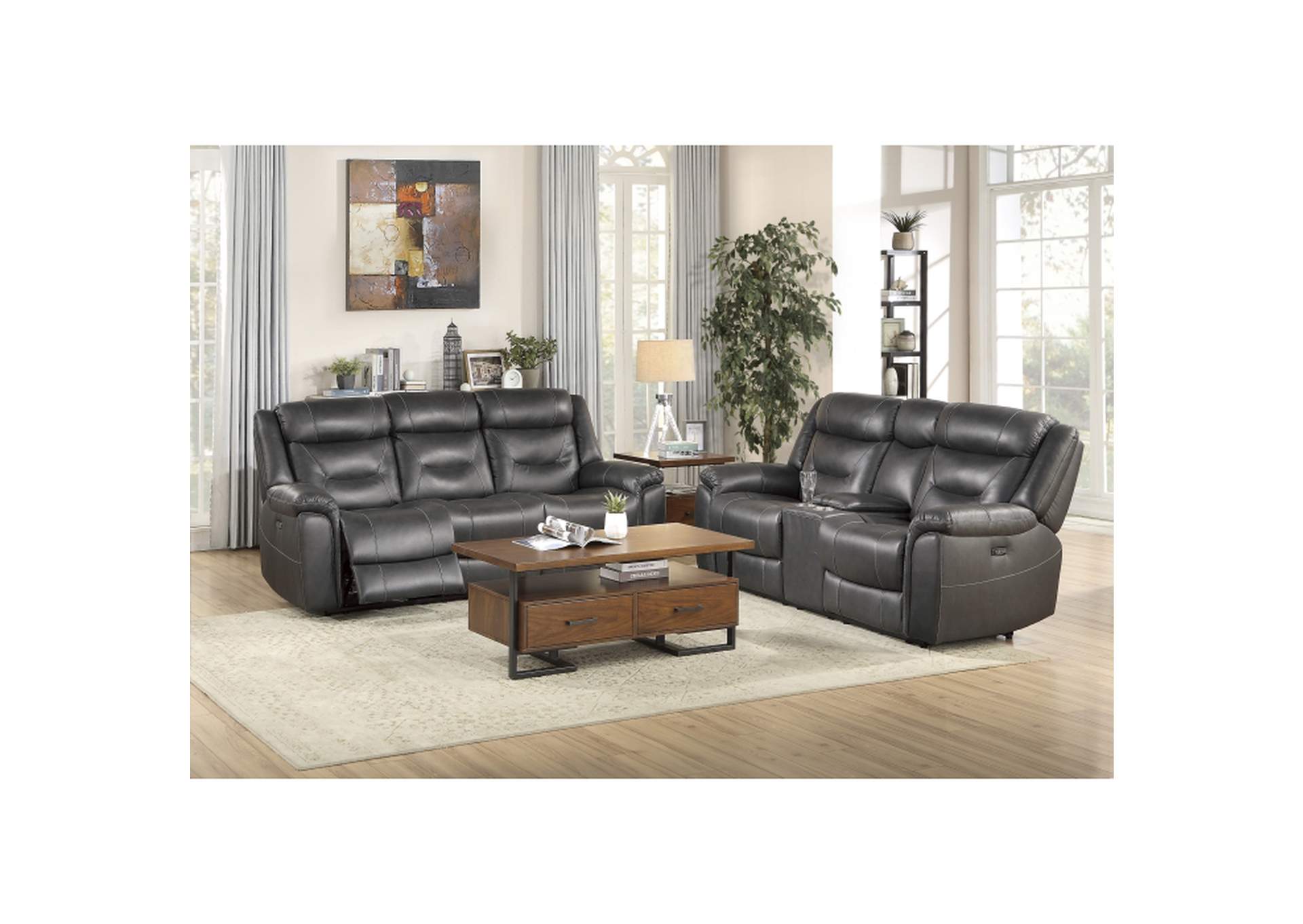 Kennett Power Double Reclining Love Seat with Center Console, Power Headrests and USB Ports image 3