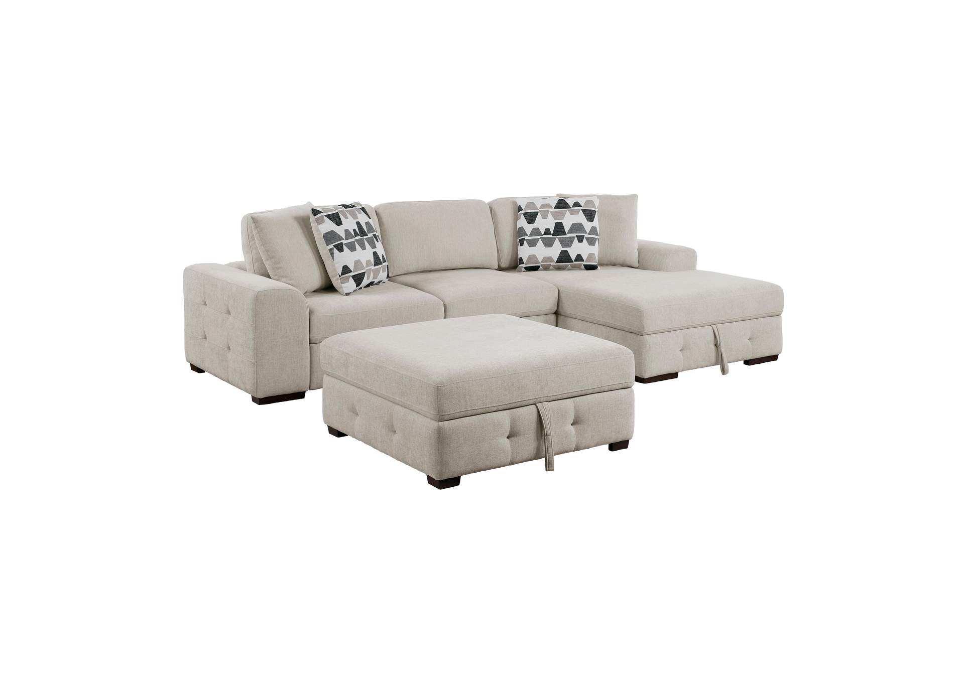 Raife 3-Piece Sectional with Right Chaise and Ottoman image 1