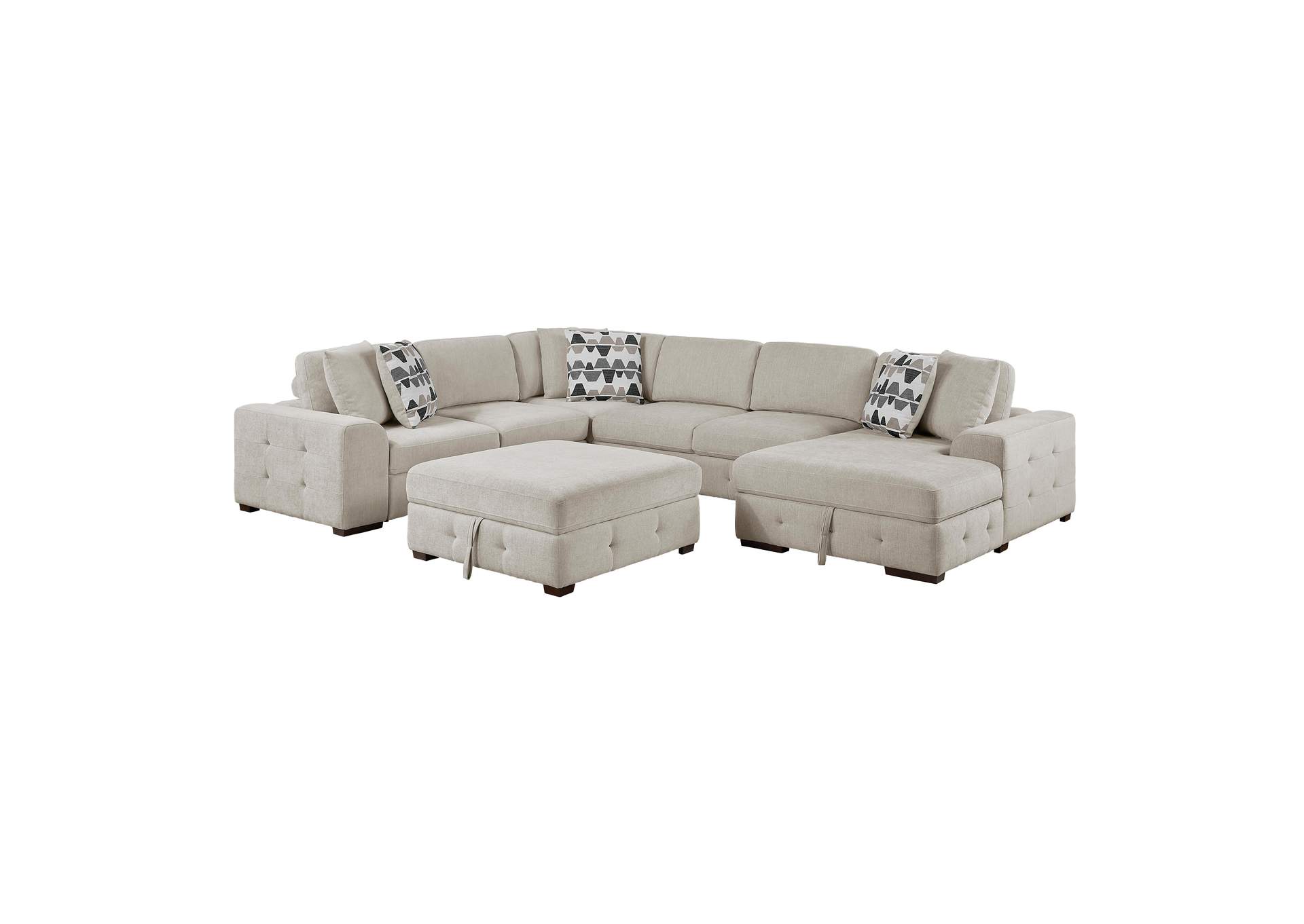 Raife 5-Piece Sectional with Right Chaise and Storage Ottoman image 1