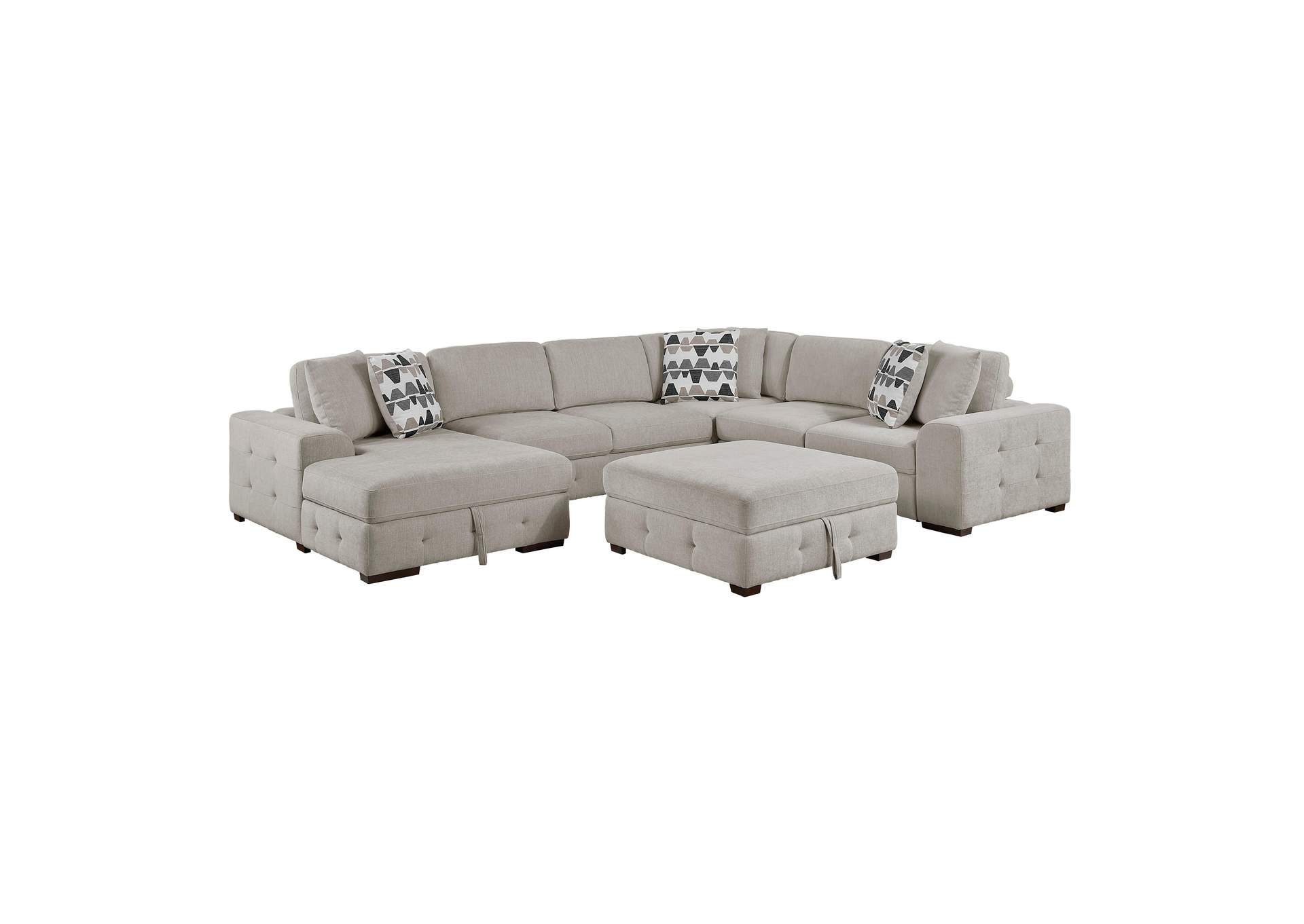 Raife 5-Piece Sectional with Left Chaise and Storage Ottoman image 1