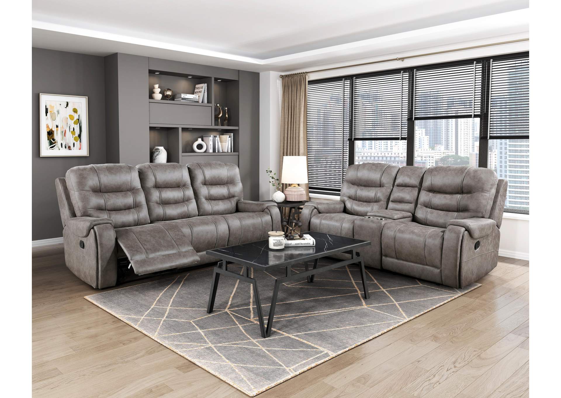 Oberon Double Reclining Love Seat with Center Console image 3