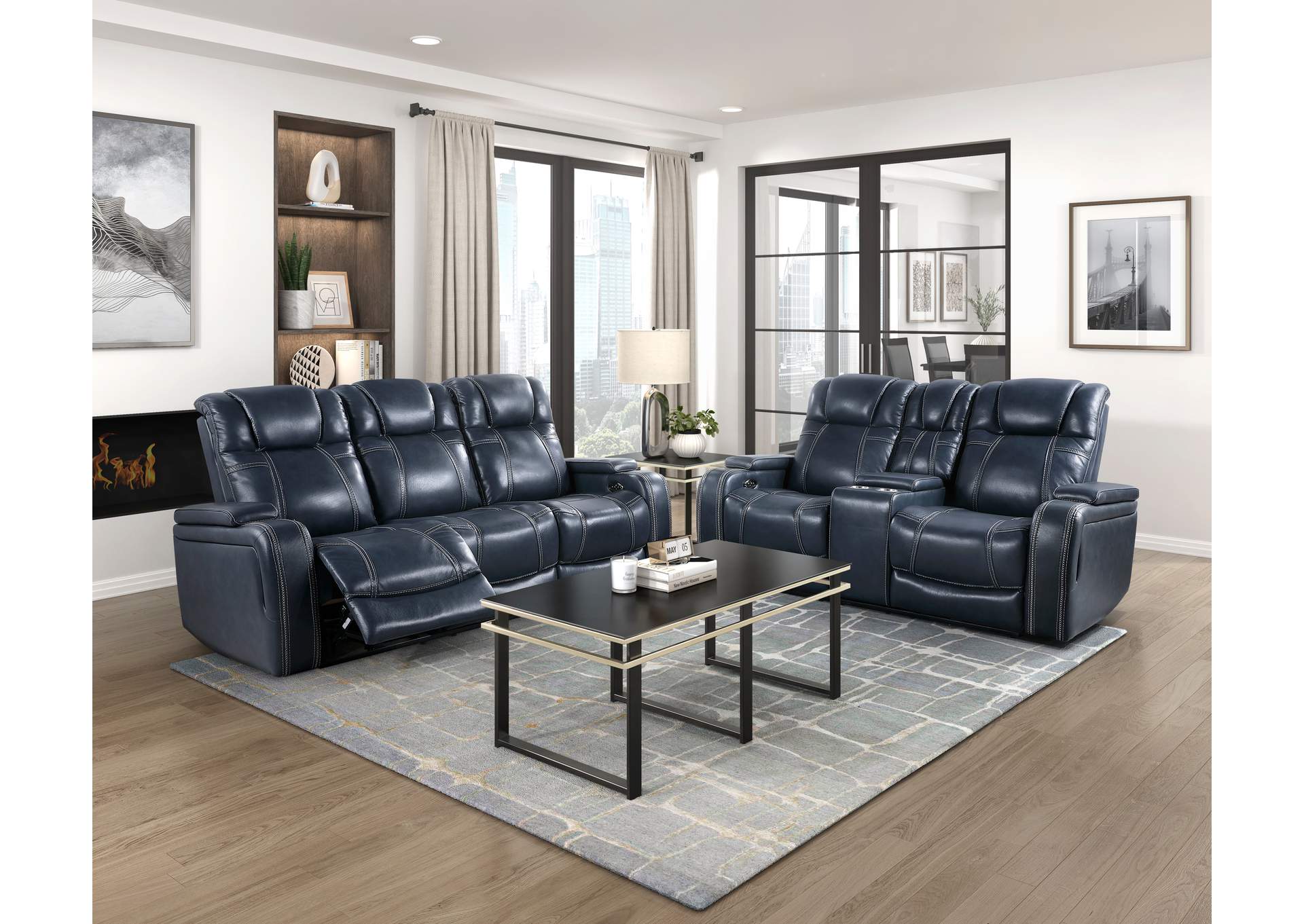 Keziah Power Double Reclining Love Seat with Center Console, Power Headrests and Storage Arms image 4