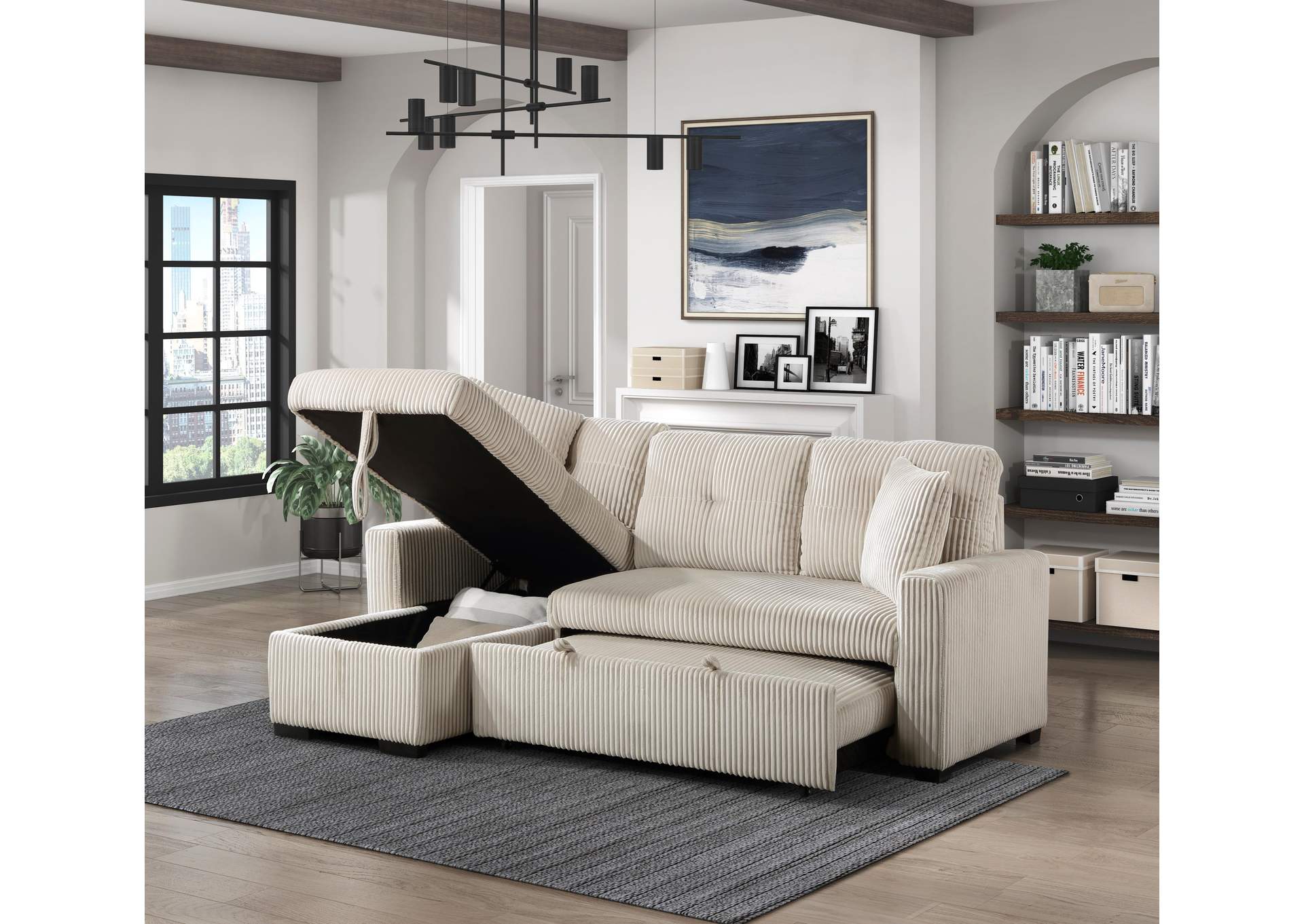 Rhett 3-Piece Reversible Sectional with Pull-out Bed and Hidden Storage image 10