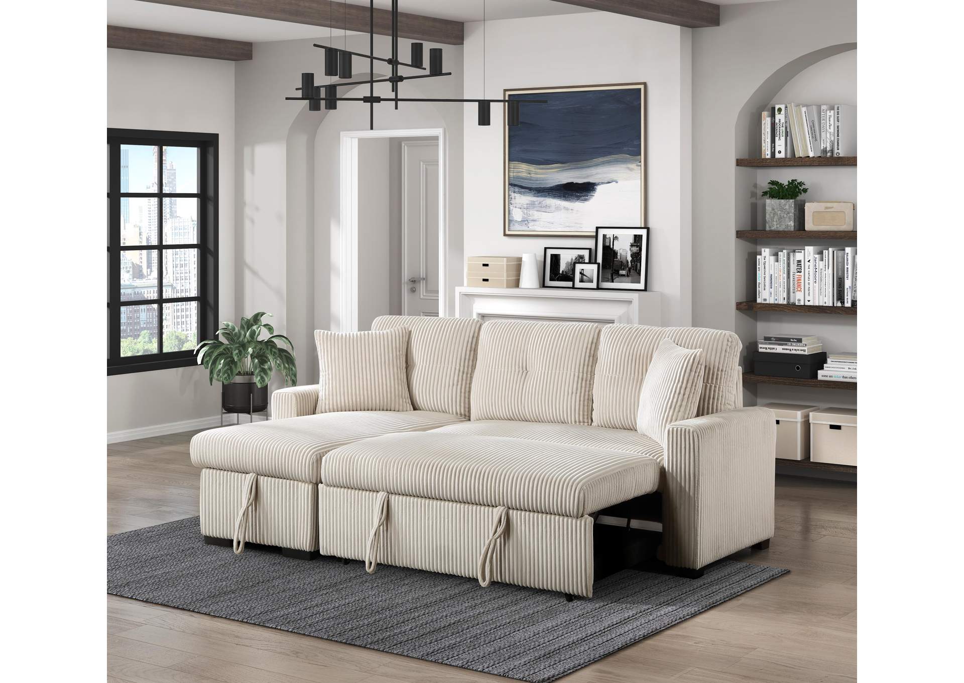 Rhett 3-Piece Reversible Sectional with Pull-out Bed and Hidden Storage image 8
