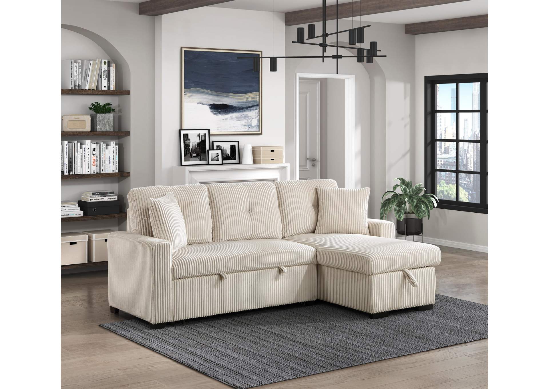 Rhett 3-Piece Reversible Sectional with Pull-out Bed and Hidden Storage image 12