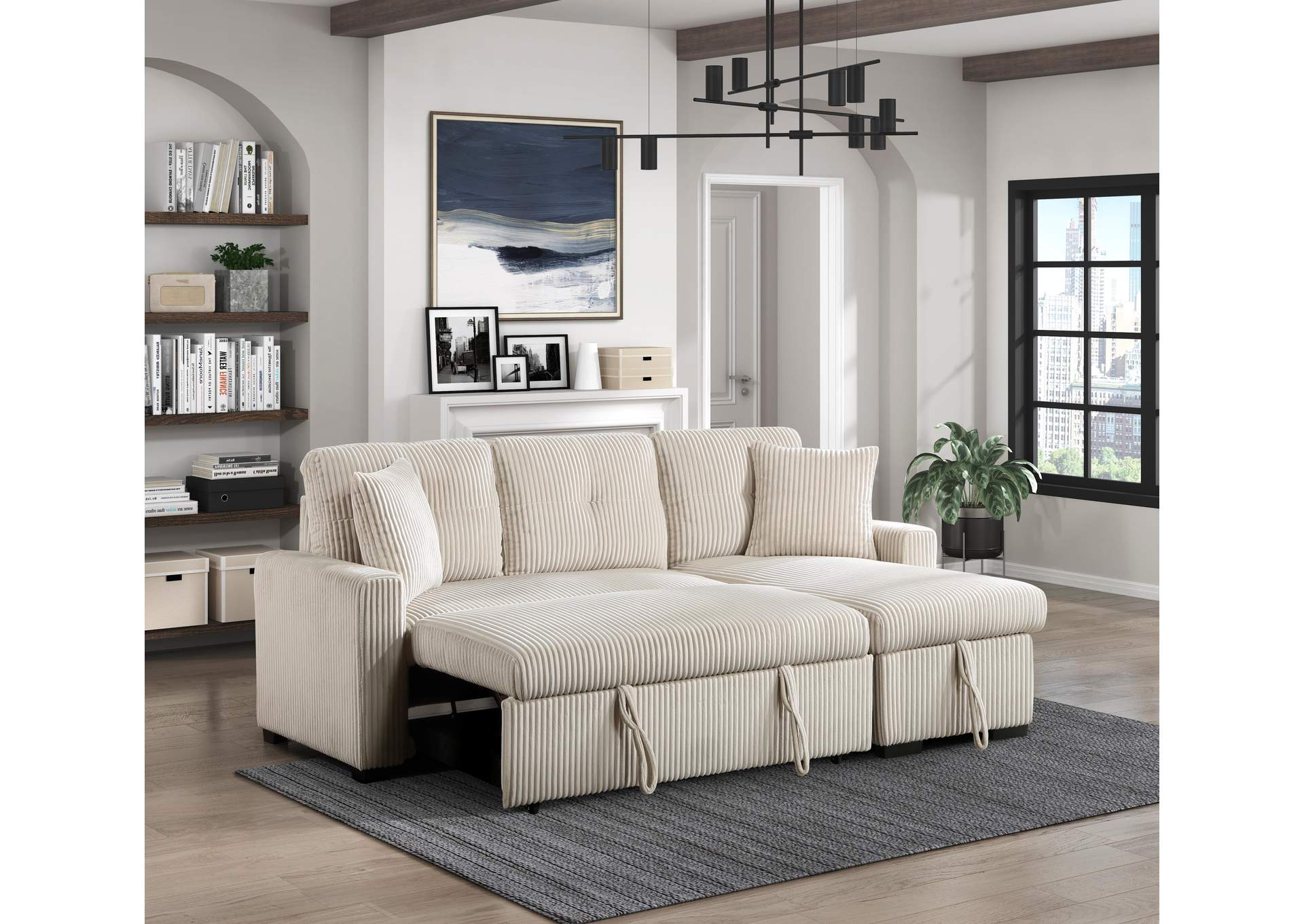 Rhett 3-Piece Reversible Sectional with Pull-out Bed and Hidden Storage image 9
