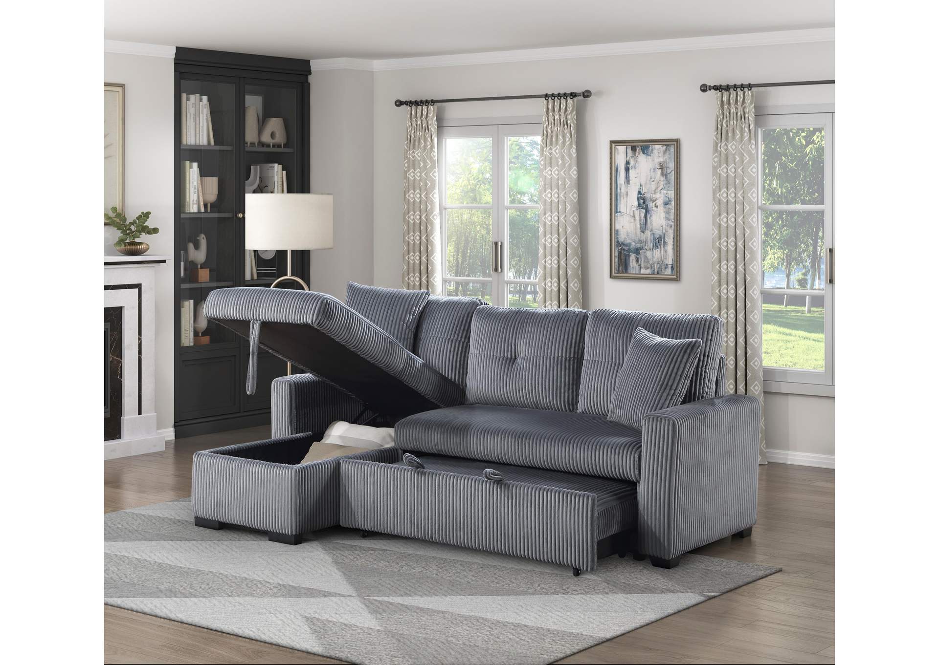 Rhett 3-Piece Reversible Sectional with Pull-out Bed and Hidden Storage image 10