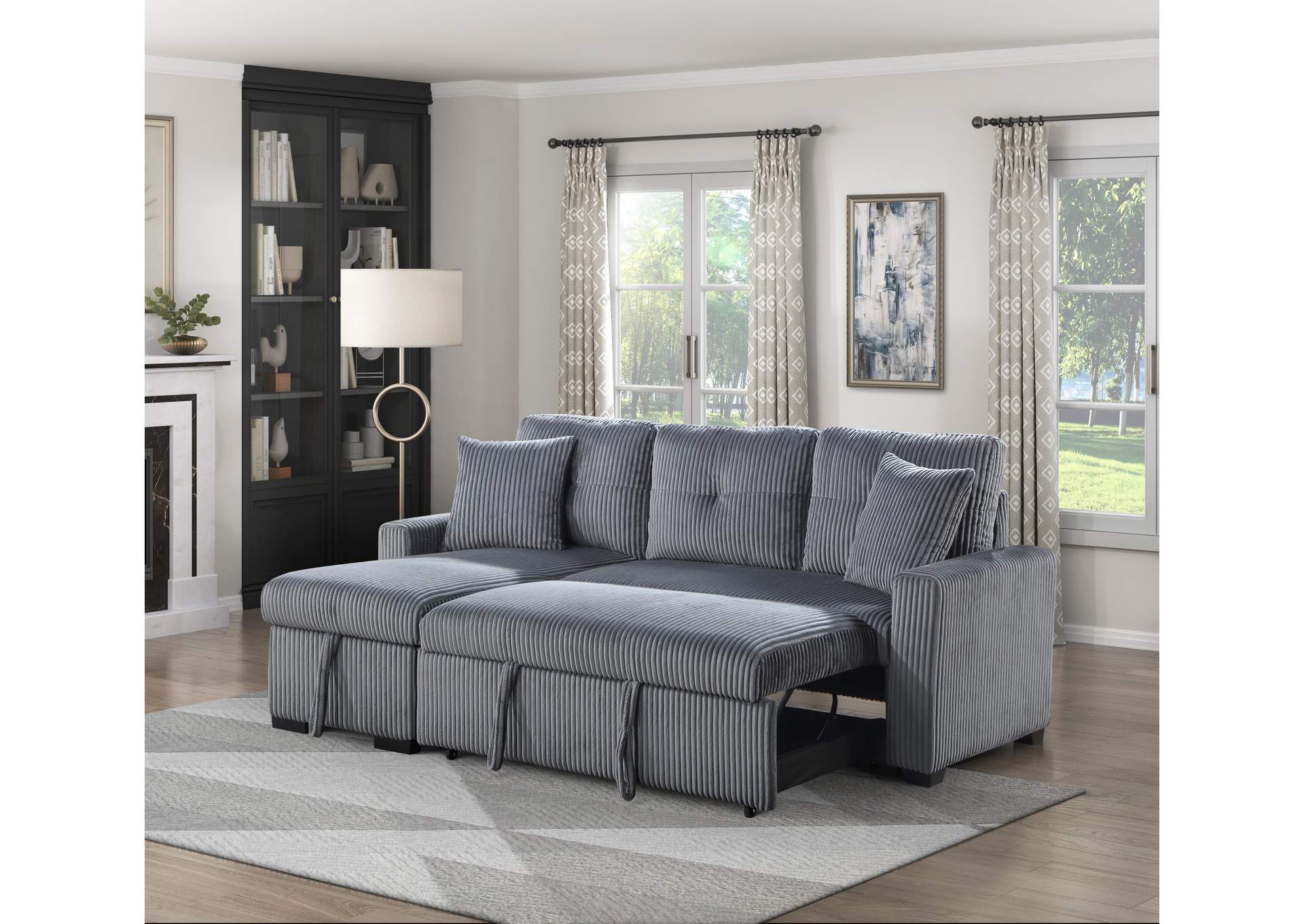 Rhett 3-Piece Reversible Sectional with Pull-out Bed and Hidden Storage image 8