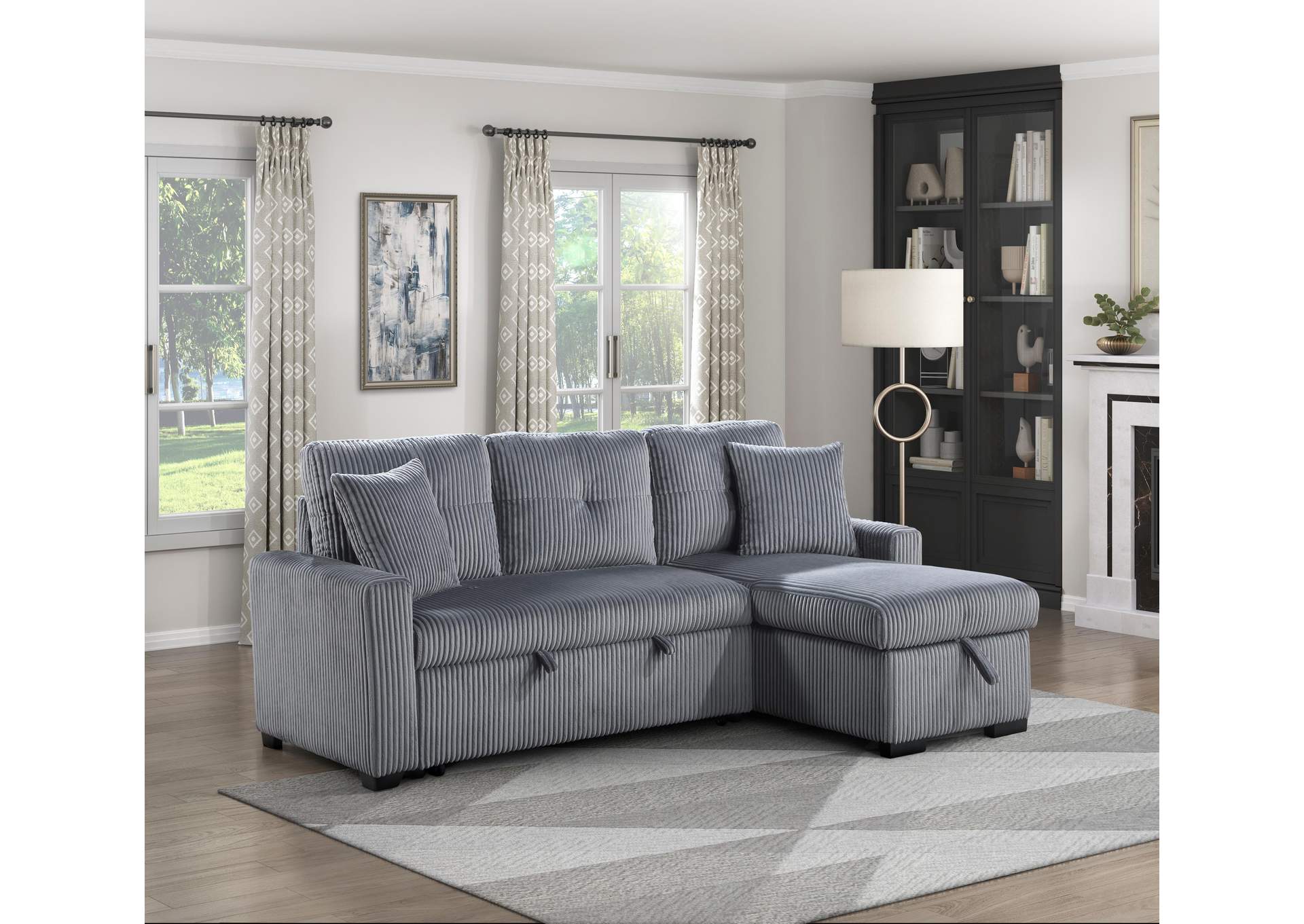 Rhett 3-Piece Reversible Sectional with Pull-out Bed and Hidden Storage image 12