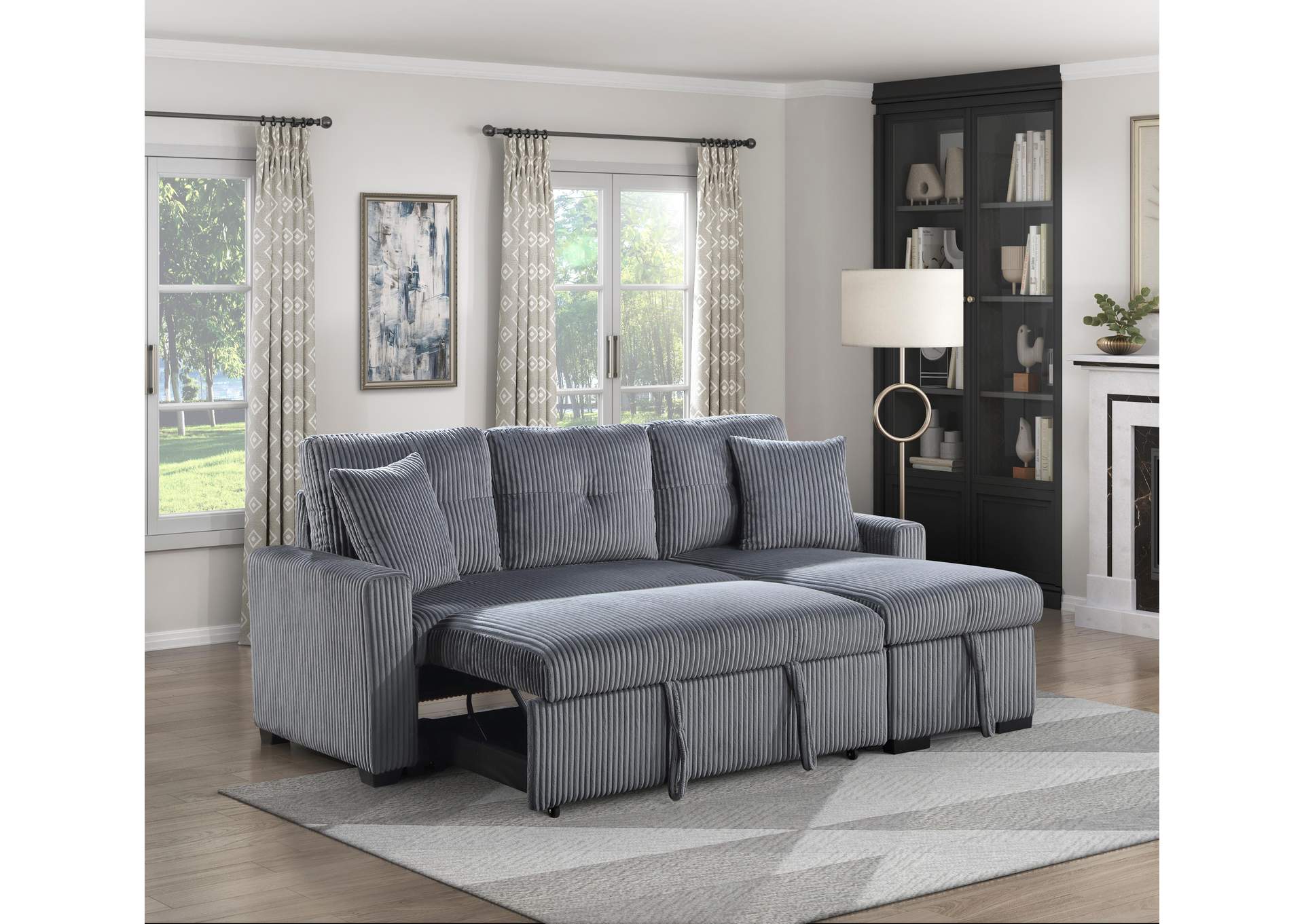Rhett 3-Piece Reversible Sectional with Pull-out Bed and Hidden Storage image 9