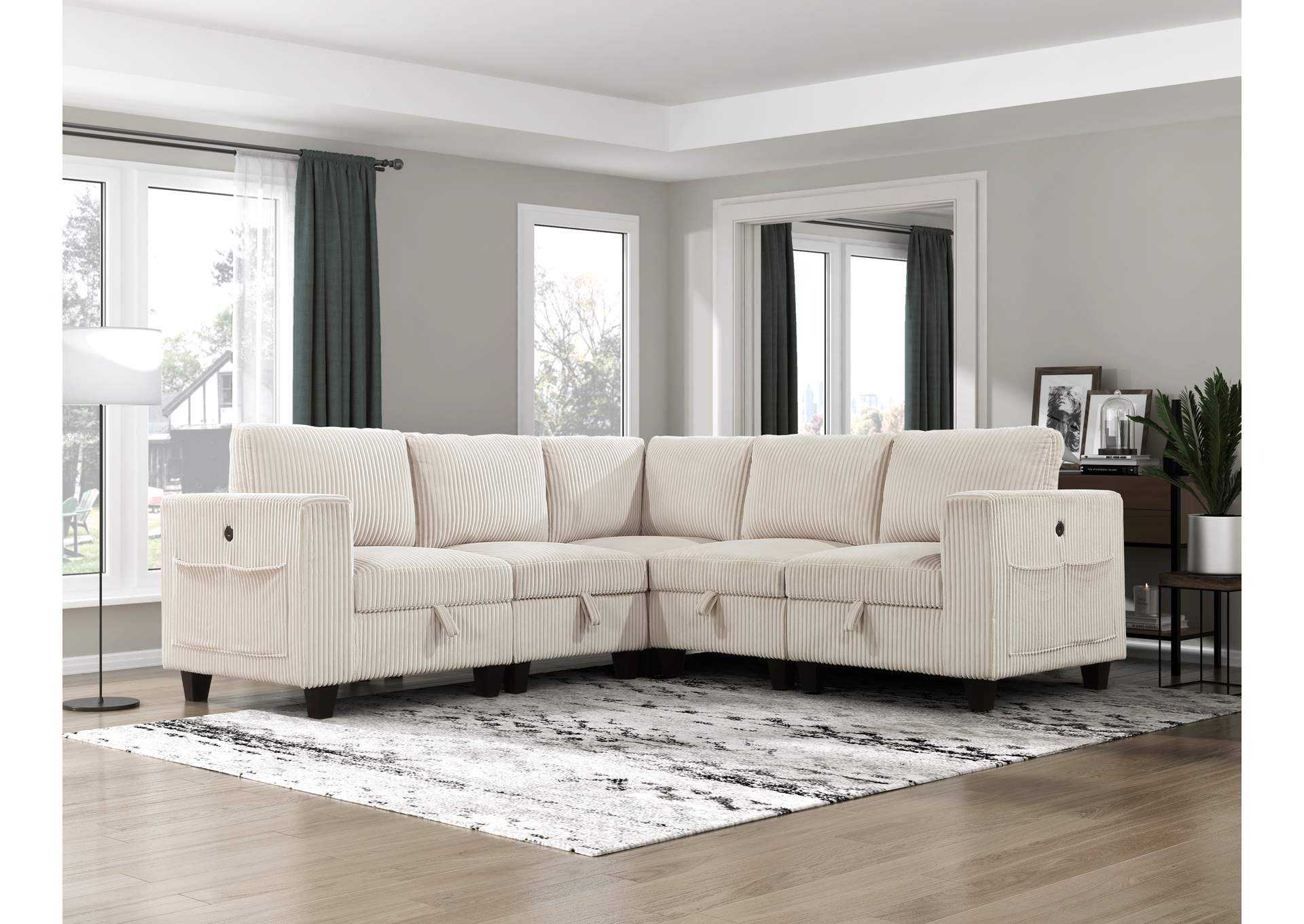 Chair with One Arm, Storage, Storage Pouch and Charging Ports image 4