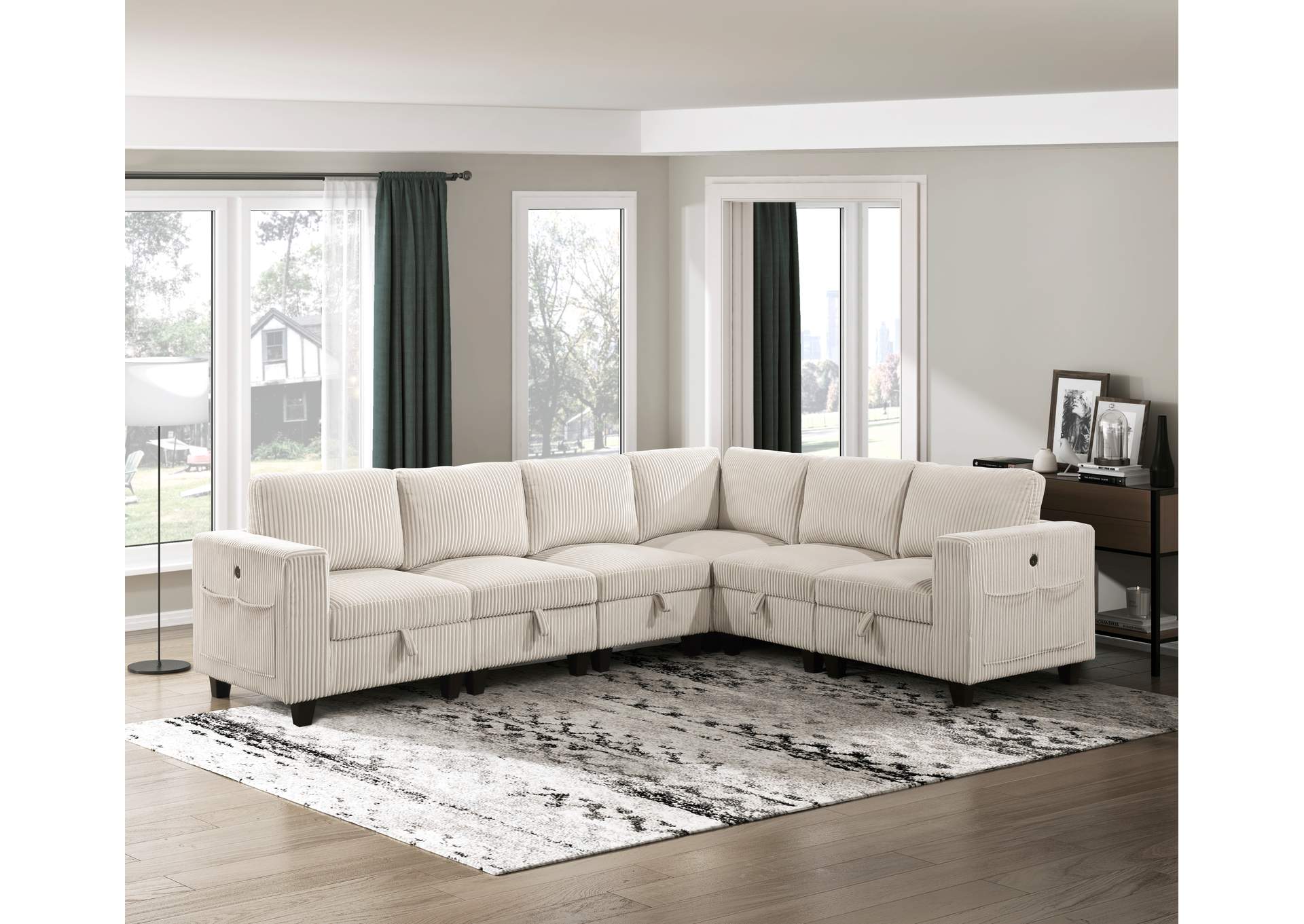 Chair with One Arm, Storage, Storage Pouch and Charging Ports image 3