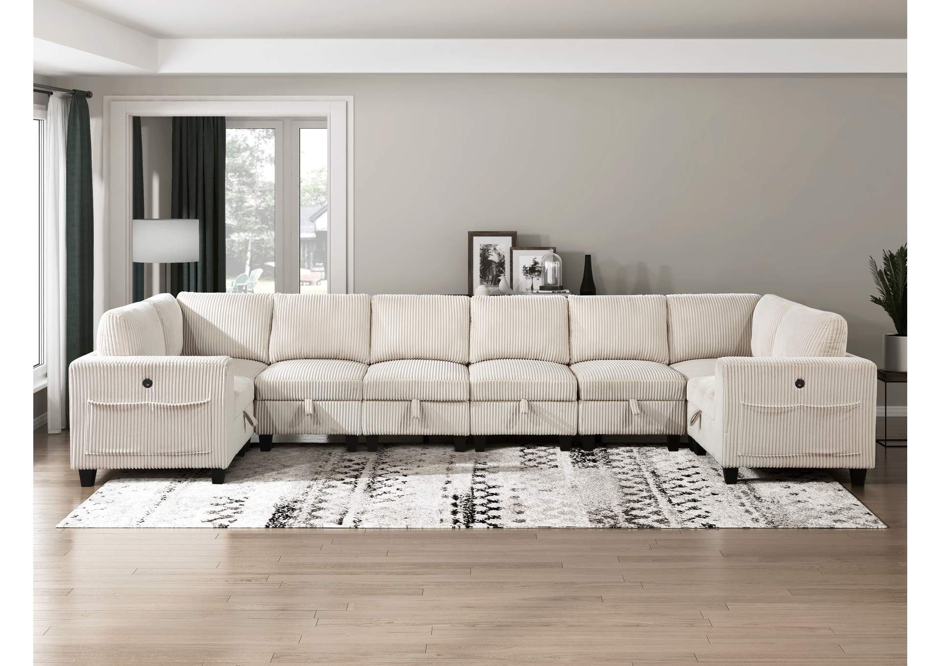 Chair with One Arm, Storage, Storage Pouch and Charging Ports image 3