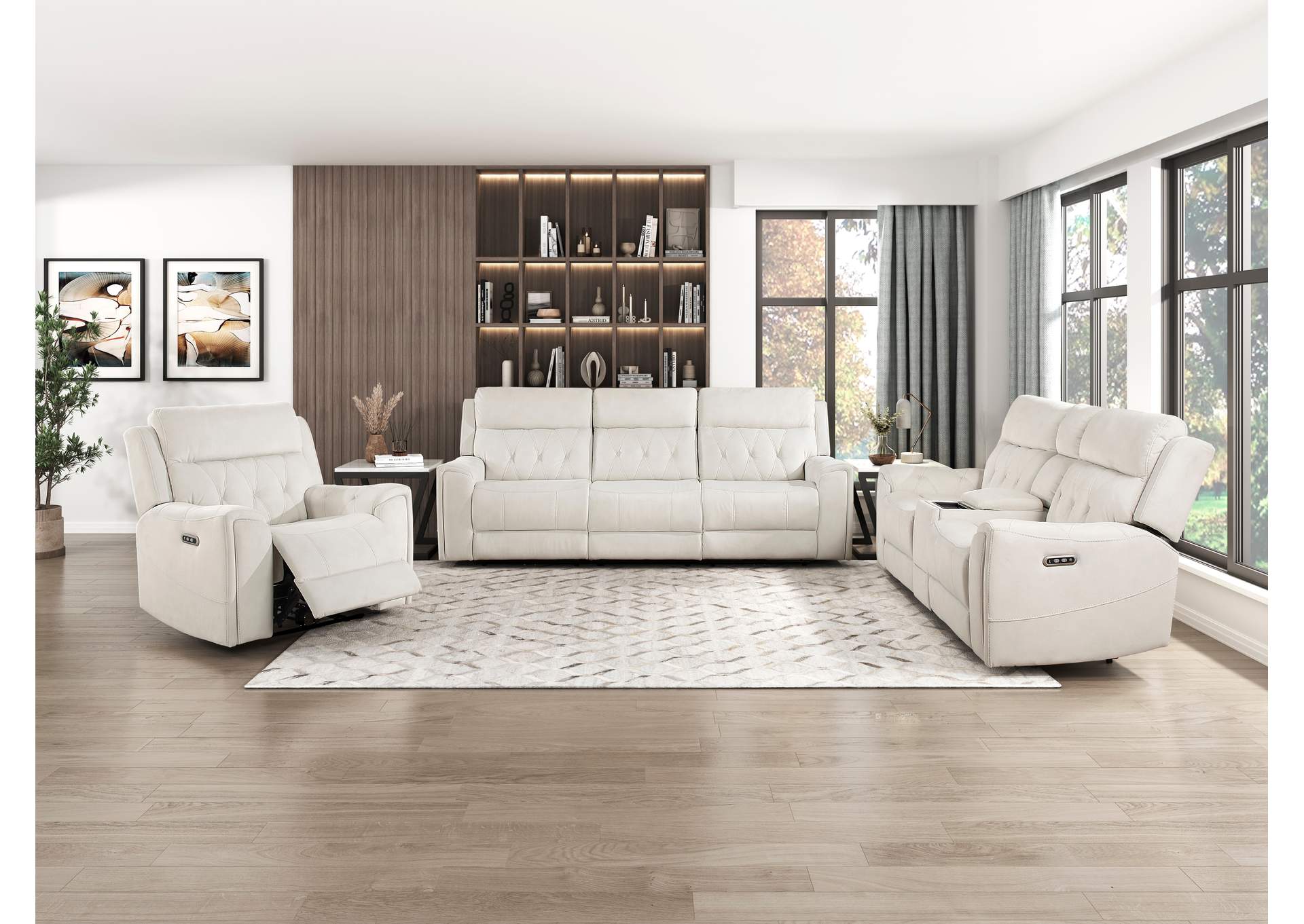 Power Double Reclining Love Seat with Center Console, Power Headrests, Hidden Arms Cup Holders, Charging Ports and Wireless Charger image 4