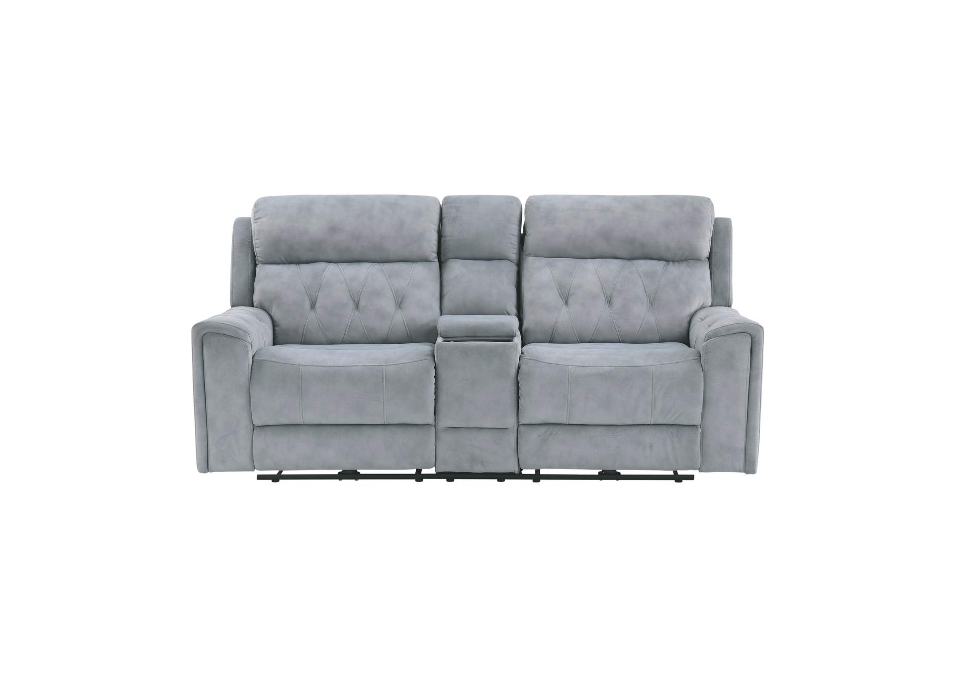 Power Double Reclining Love Seat with Center Console, Power Headrests, Hidden Arms Cup Holders, Charging Ports and Wireless Charger image 1