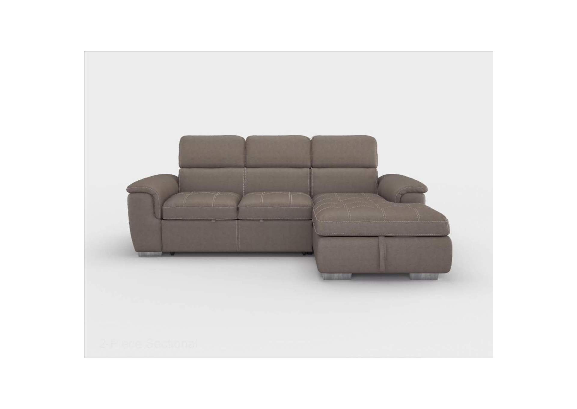 Ferriday 2-Piece Sectional with Adjustable Headrests, Pull-out Bed and Right Chaise with Hidden Storage image 3
