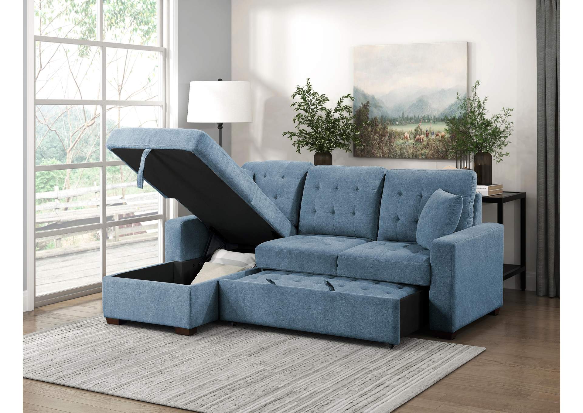Waitsfield 2-Piece Sectional with Left Chaise, Pull-out Bed and Hidden Storage image 7