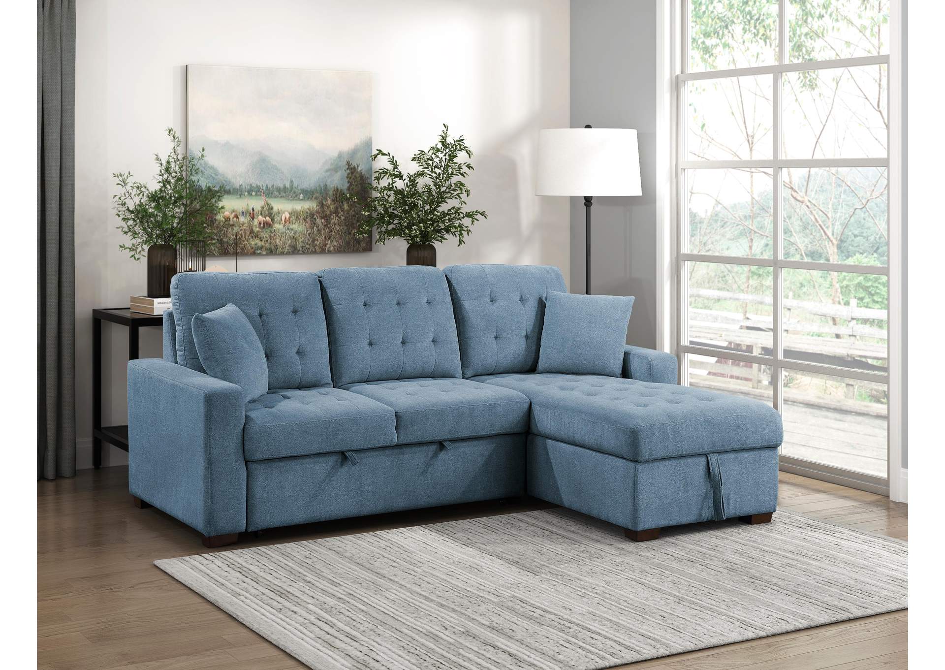 Waitsfield 2-Piece Sectional with Right Chaise, Pull-out Bed and Hidden Storage image 5