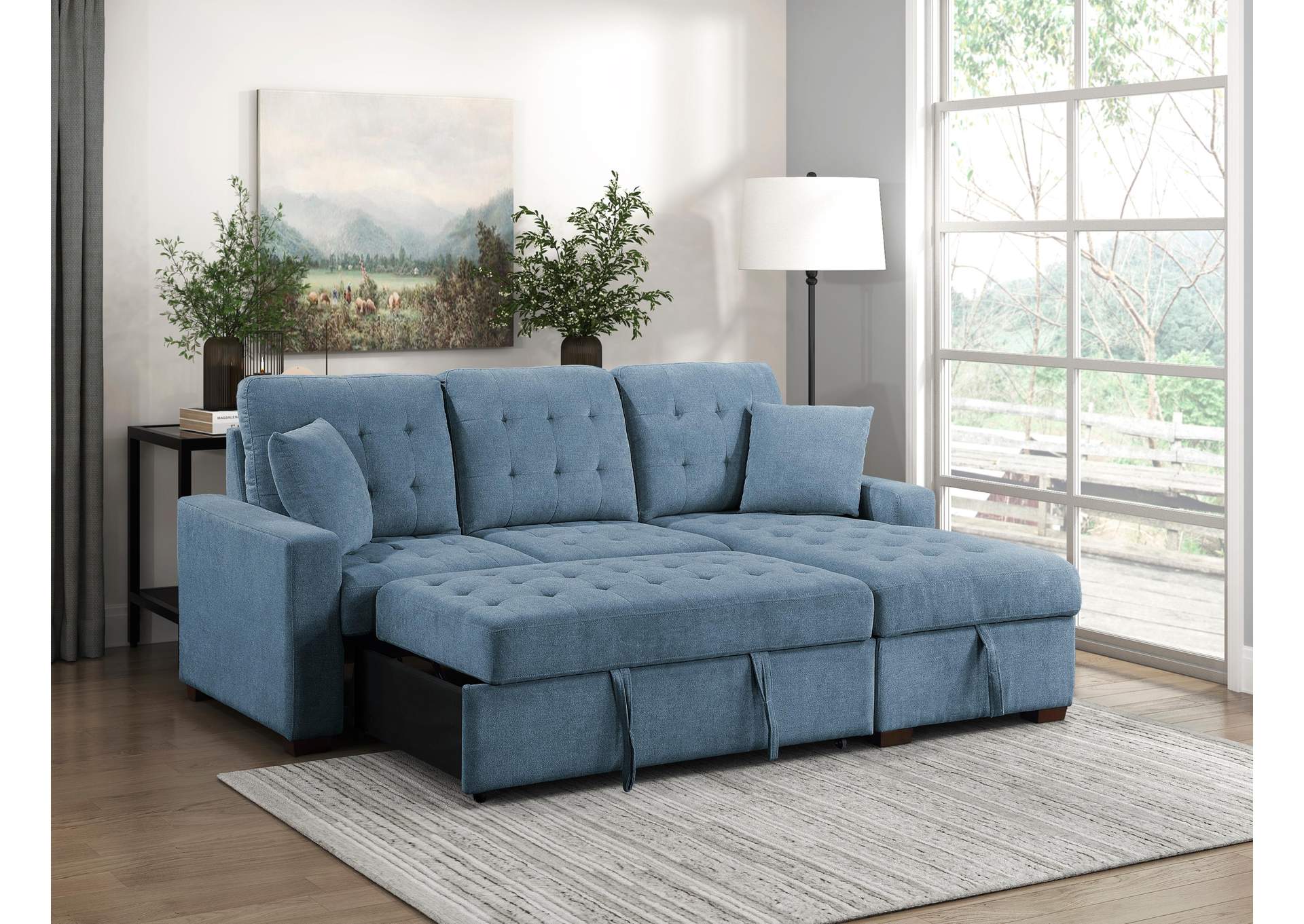 Waitsfield 2-Piece Sectional with Right Chaise, Pull-out Bed and Hidden Storage image 6