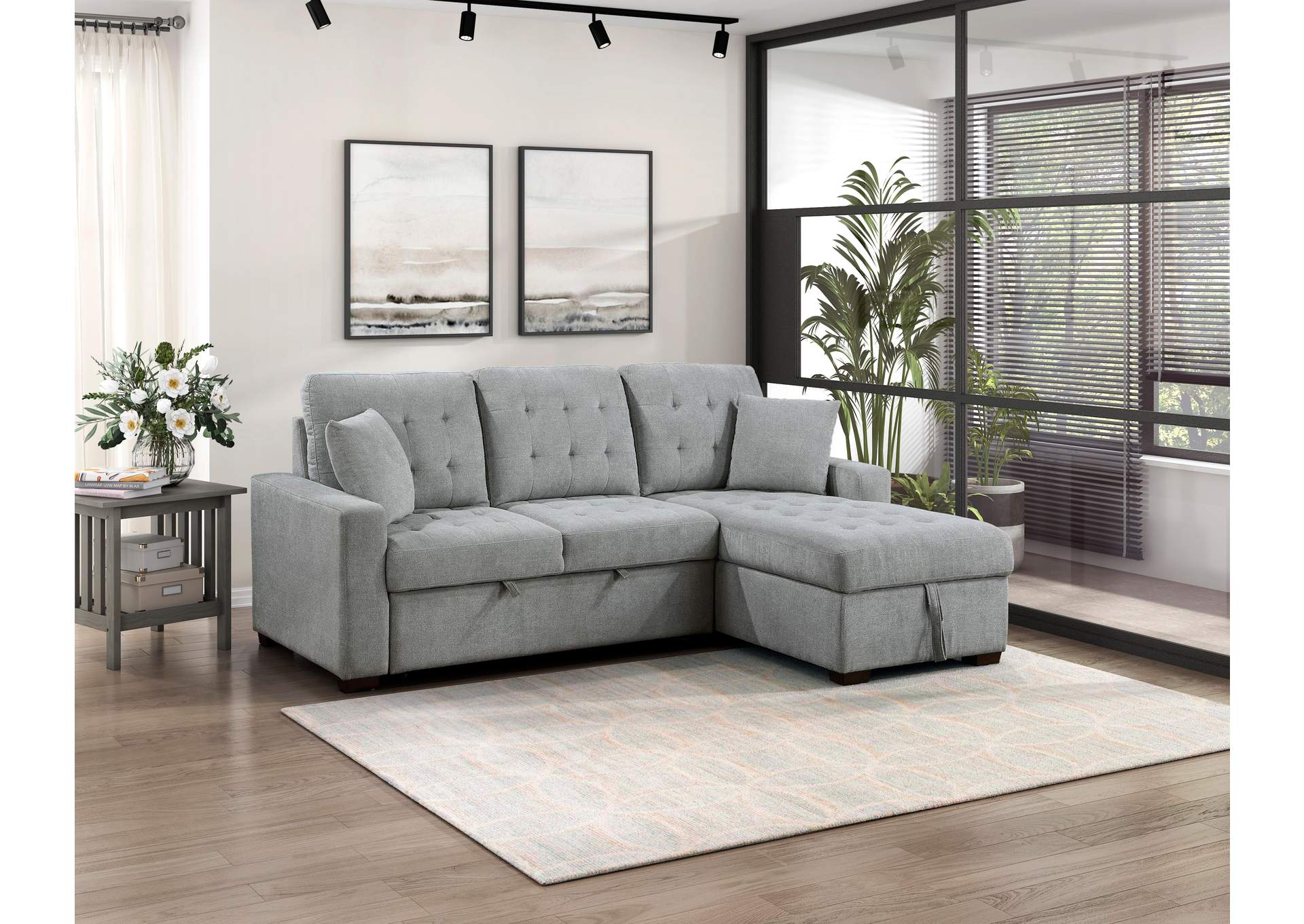 Waitsfield 2-Piece Sectional with Right Chaise, Pull-out Bed and Hidden Storage image 9