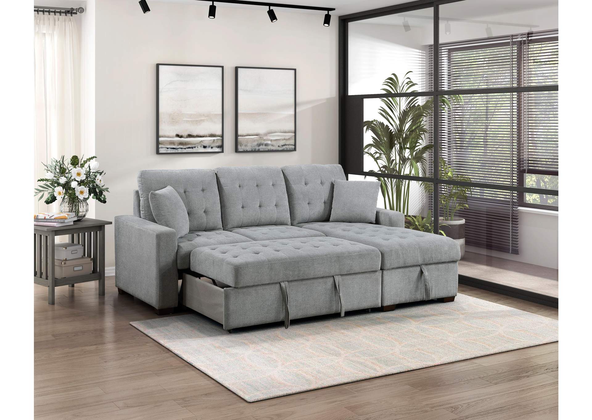Waitsfield 2-Piece Sectional with Right Chaise, Pull-out Bed and Hidden Storage image 10