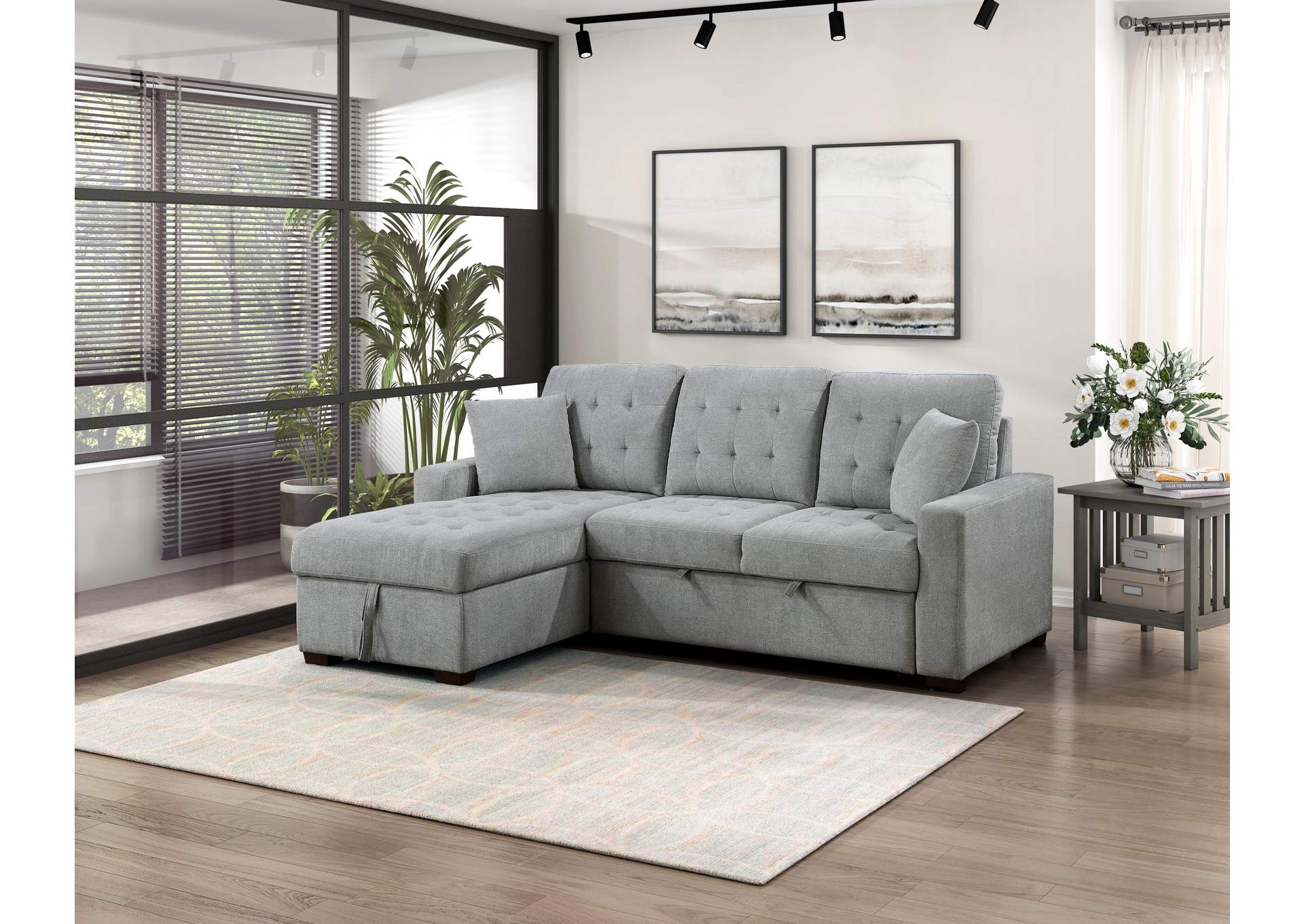Waitsfield 2-Piece Sectional with Left Chaise, Pull-out Bed and Hidden Storage image 6